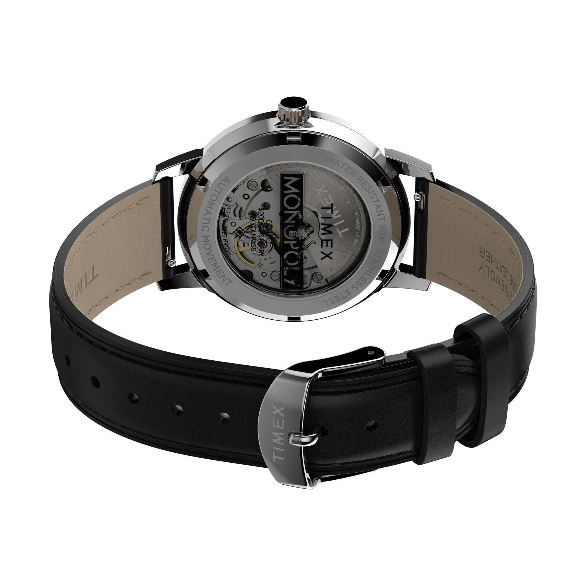 Timex Monopoly Marlin Silver Round Mechanical Automatic Men Watch