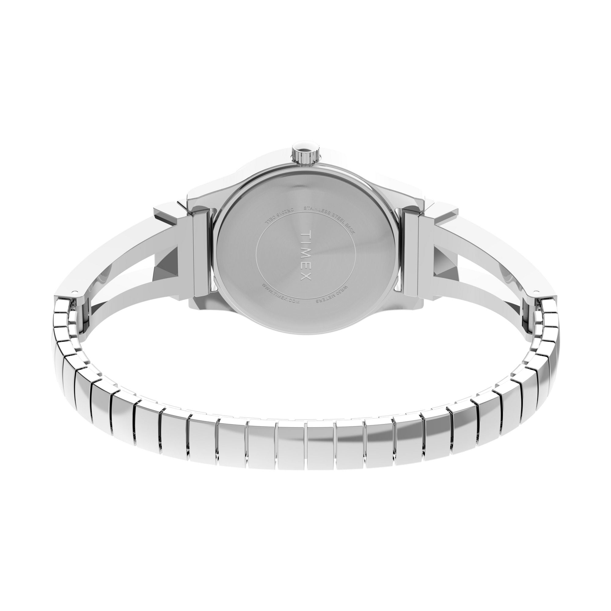 Timex Fashion Stretch Bangles Silver Round Quartz Women Watch