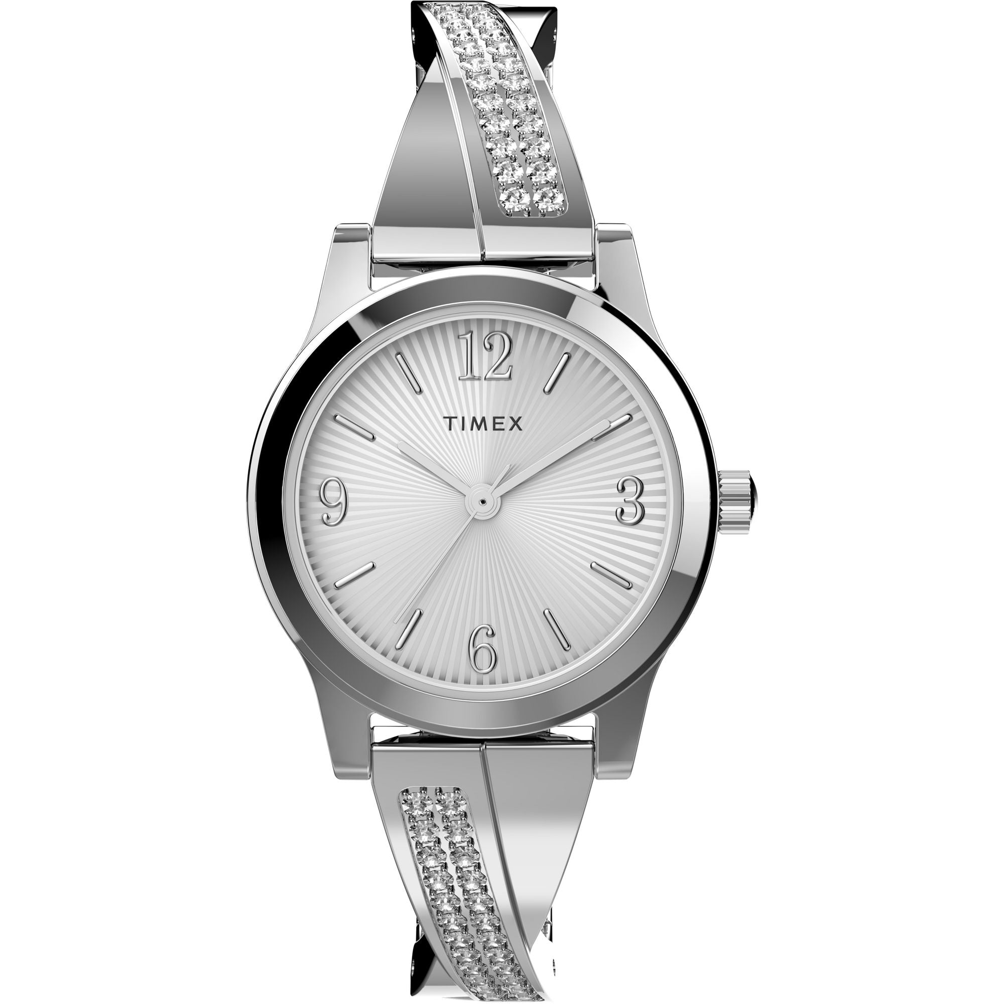 Timex Fashion Stretch Bangles Silver Round Quartz Women Watch