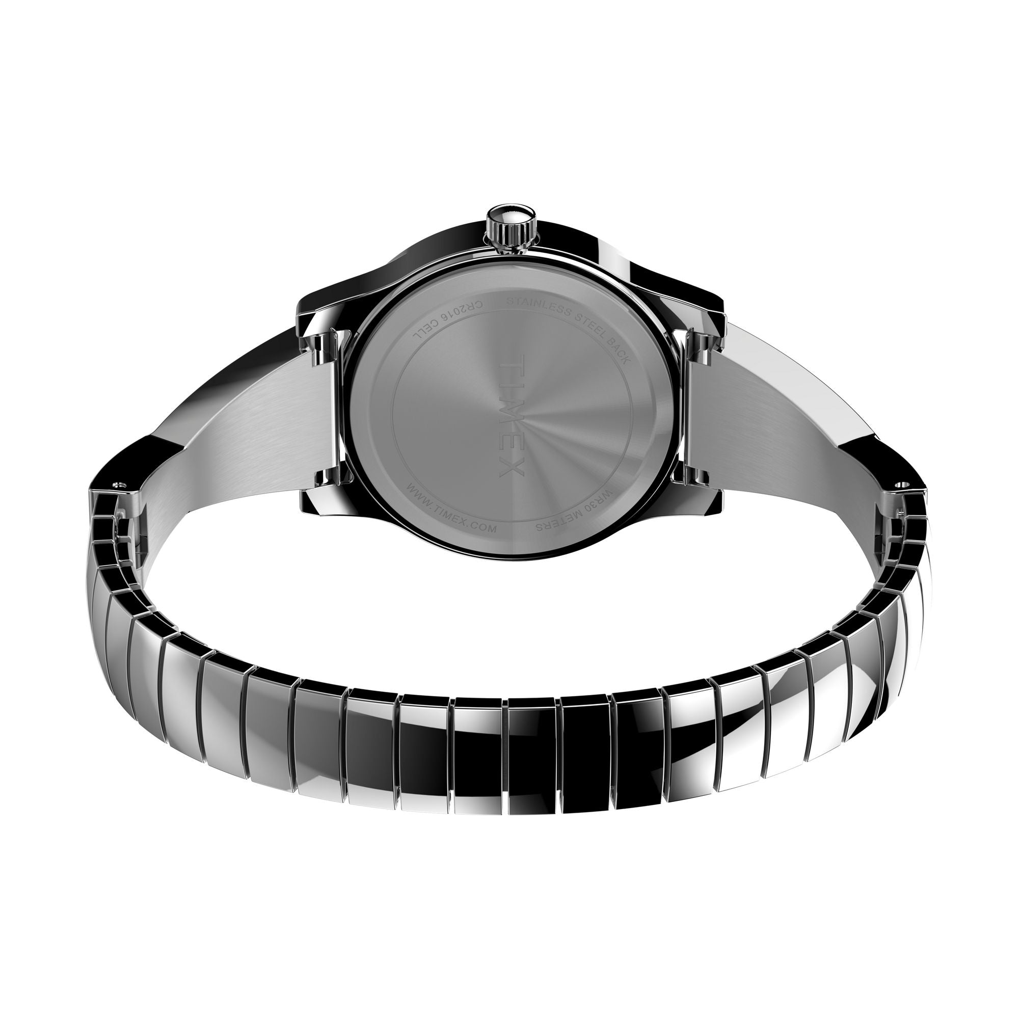 Timex Fashion Stretch Bangles Silver Round Quartz Women Watch