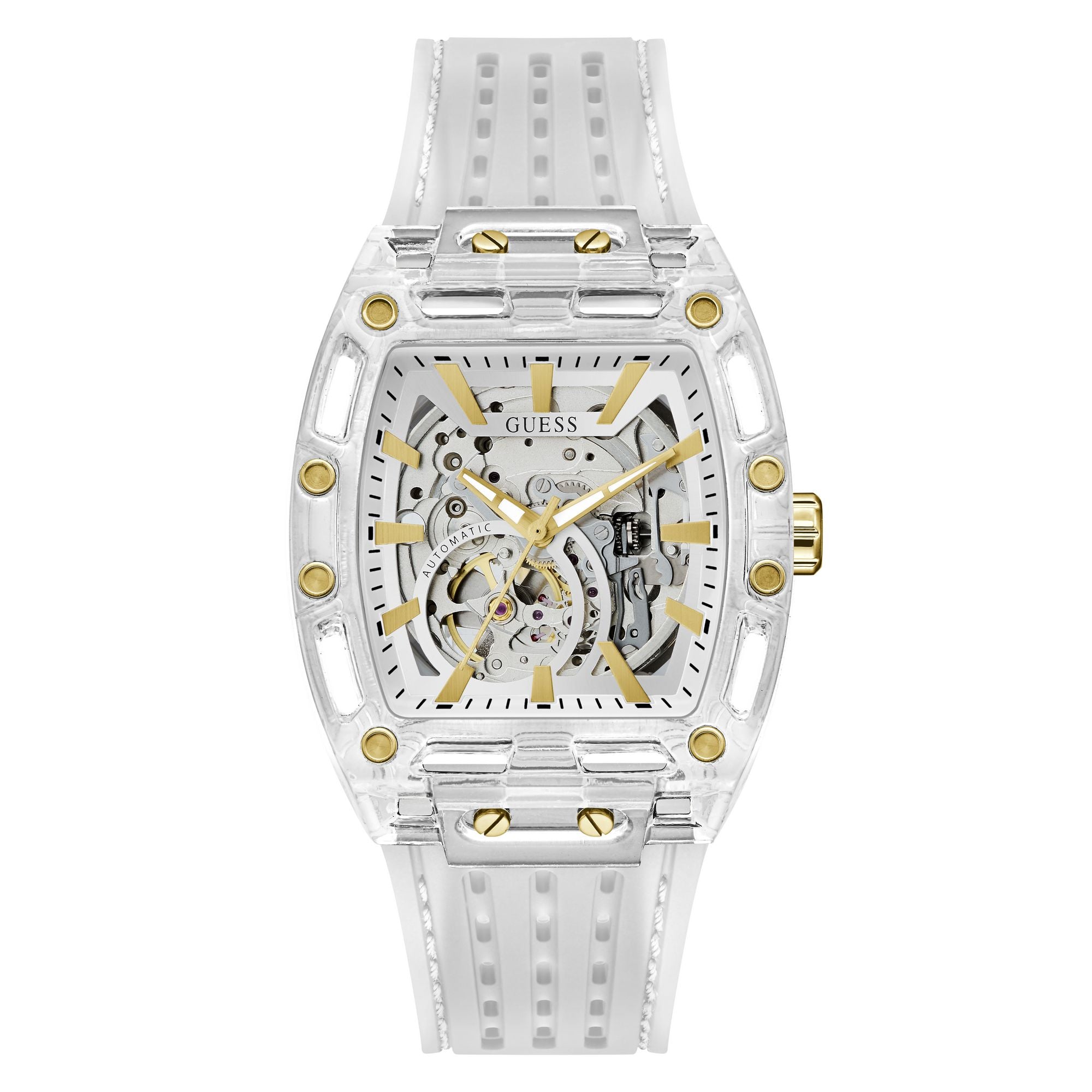 Guess Rectangle 42mm Silver Dial Analog Men Watch - GW1073G2