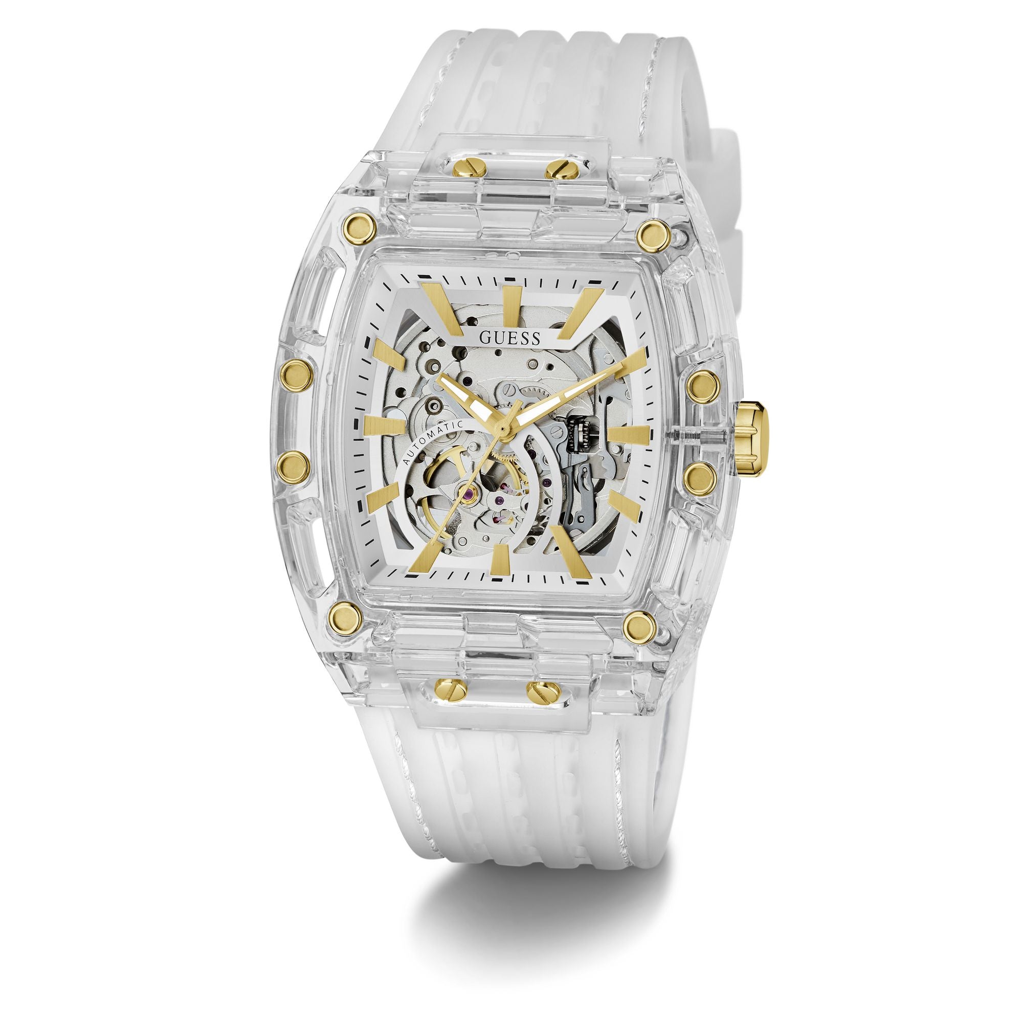 Guess Rectangle 42mm Silver Dial Analog Men Watch - GW1073G2