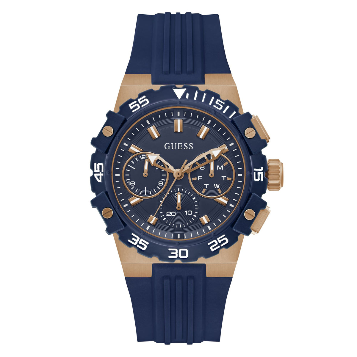 Guess Round 43mm Blue Dial Analog Men Watch - GW1059G5 Watch Guess