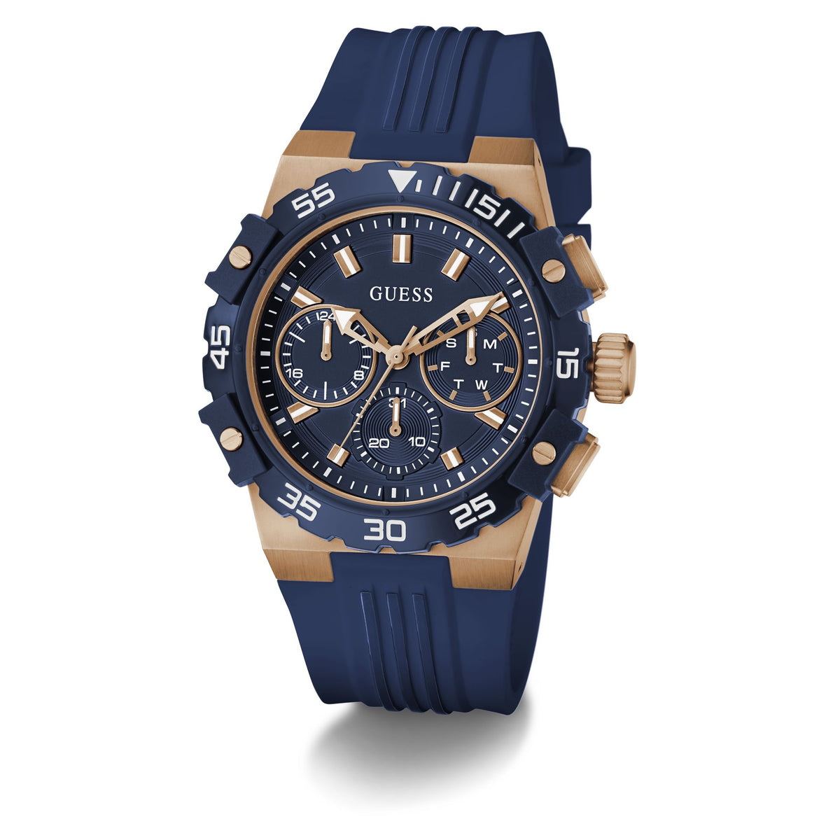 Guess Round 43mm Blue Dial Analog Men Watch - GW1059G5 Watch Guess