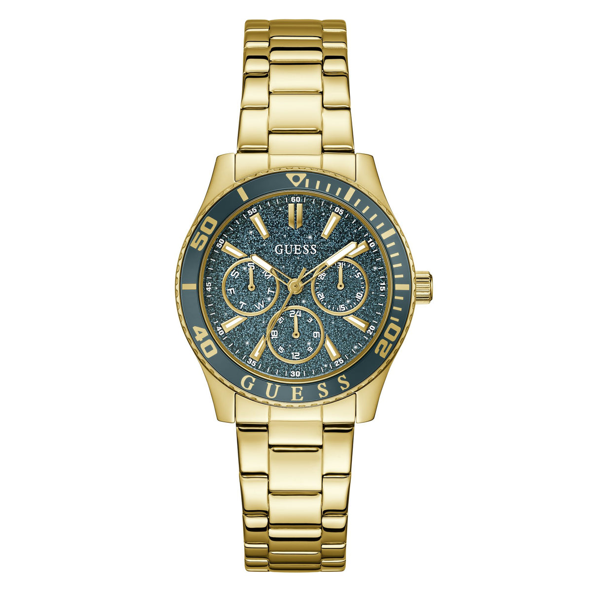 Guess Round 36mm Teal Dial Analog Women Watch - GW1035L2