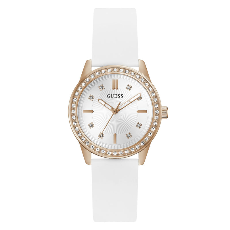 Guess Round 36mm White Dial Analog Women Watch - GW1030L4 Watch Guess