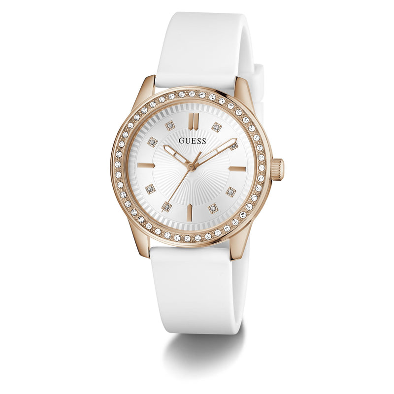 Guess Round 36mm White Dial Analog Women Watch - GW1030L4 Watch Guess