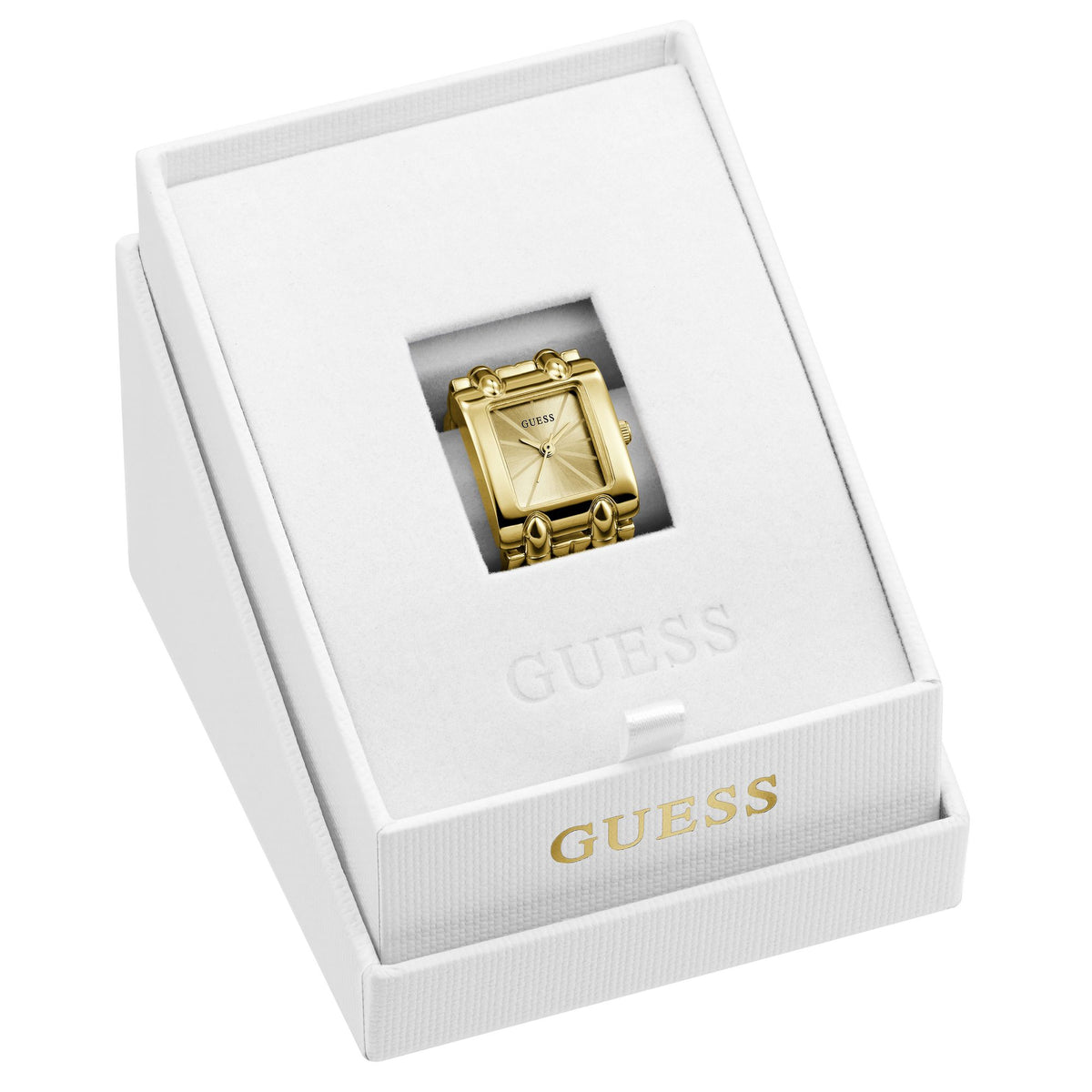 Guess Rectangle 18mm Champagne Dial Analog Women Watch - GW1025L2 Watch Guess