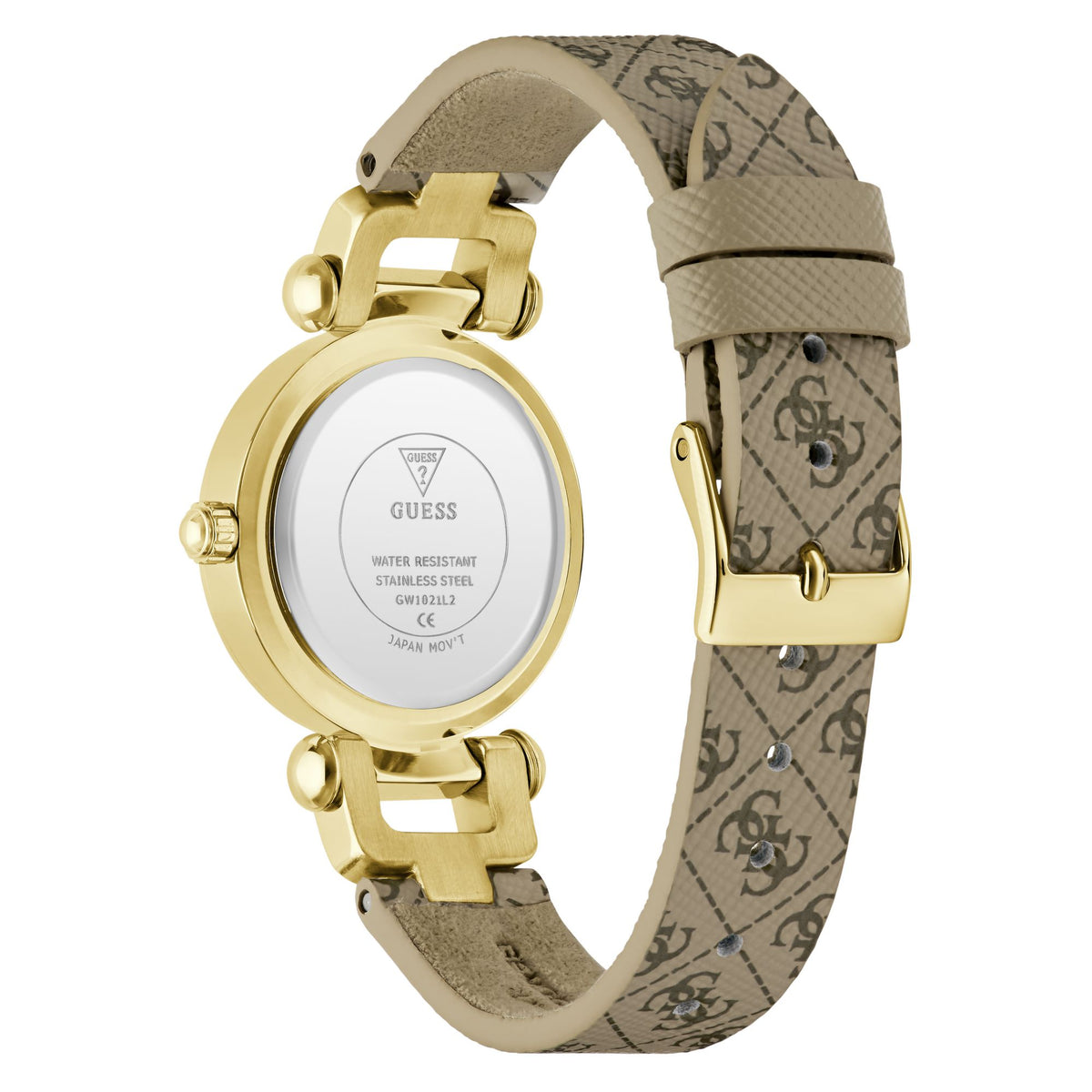 Guess Round 30mm Champagne Dial Analog Women Watch - GW1021L2 Watch Guess