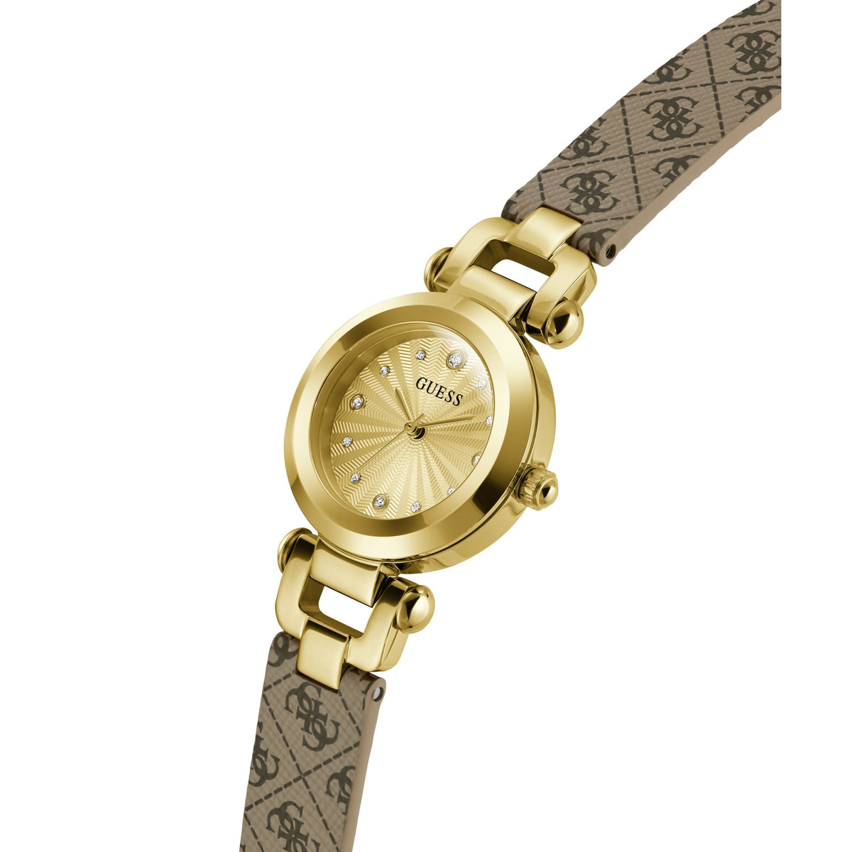 Guess Round 30mm Champagne Dial Analog Women Watch - GW1021L2 Watch Guess