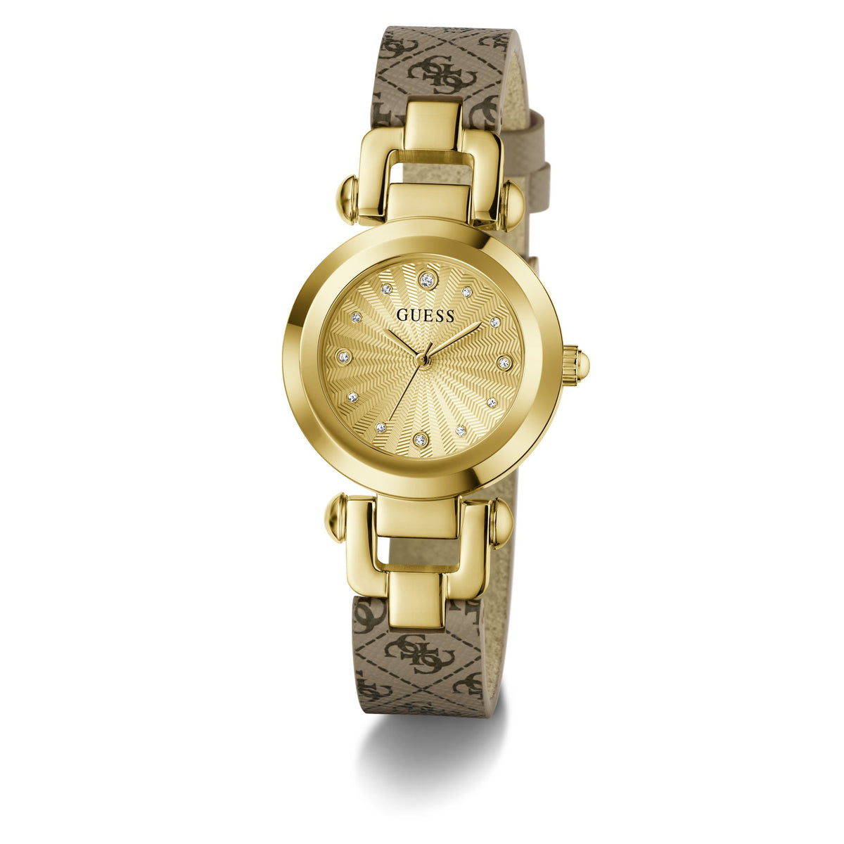 Guess Round 30mm Champagne Dial Analog Women Watch - GW1021L2 Watch Guess