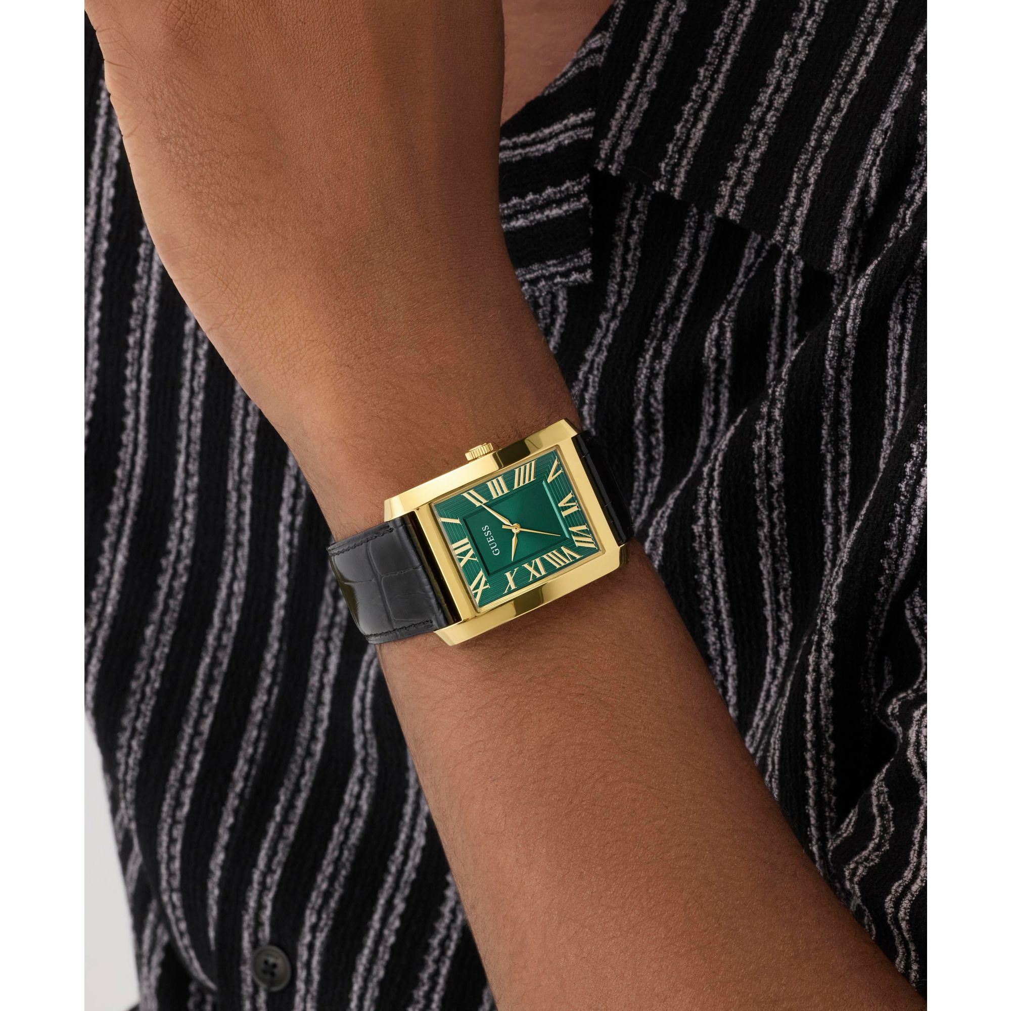 Guess Rectangle 34mm Green Dial Analog Men Watch - GW1003G3 Watch Guess