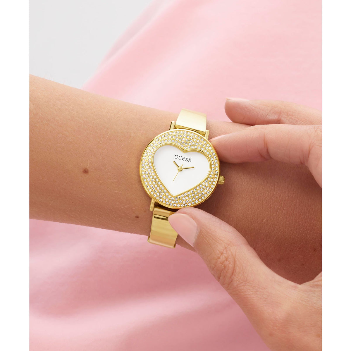 Guess Round 30mm White Dial Analog Women Watch - GW0991L2