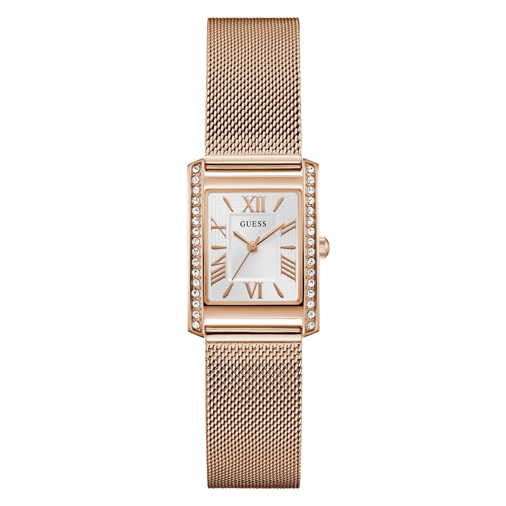 Guess Rectangle 23mm White Dial Analog Women Watch - GW0997L3 Watch Guess