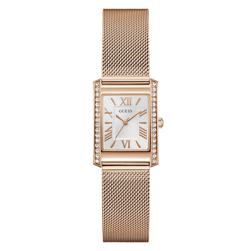 Guess Rectangle 23mm White Dial Analog Women Watch - GW0997L3 Watch Guess