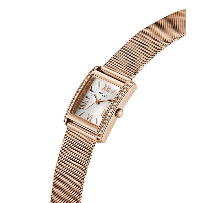 Guess Rectangle 23mm White Dial Analog Women Watch - GW0997L3 Watch Guess