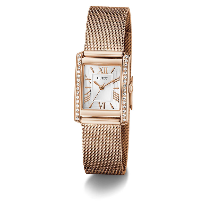 Guess Rectangle 23mm White Dial Analog Women Watch - GW0997L3 Watch Guess