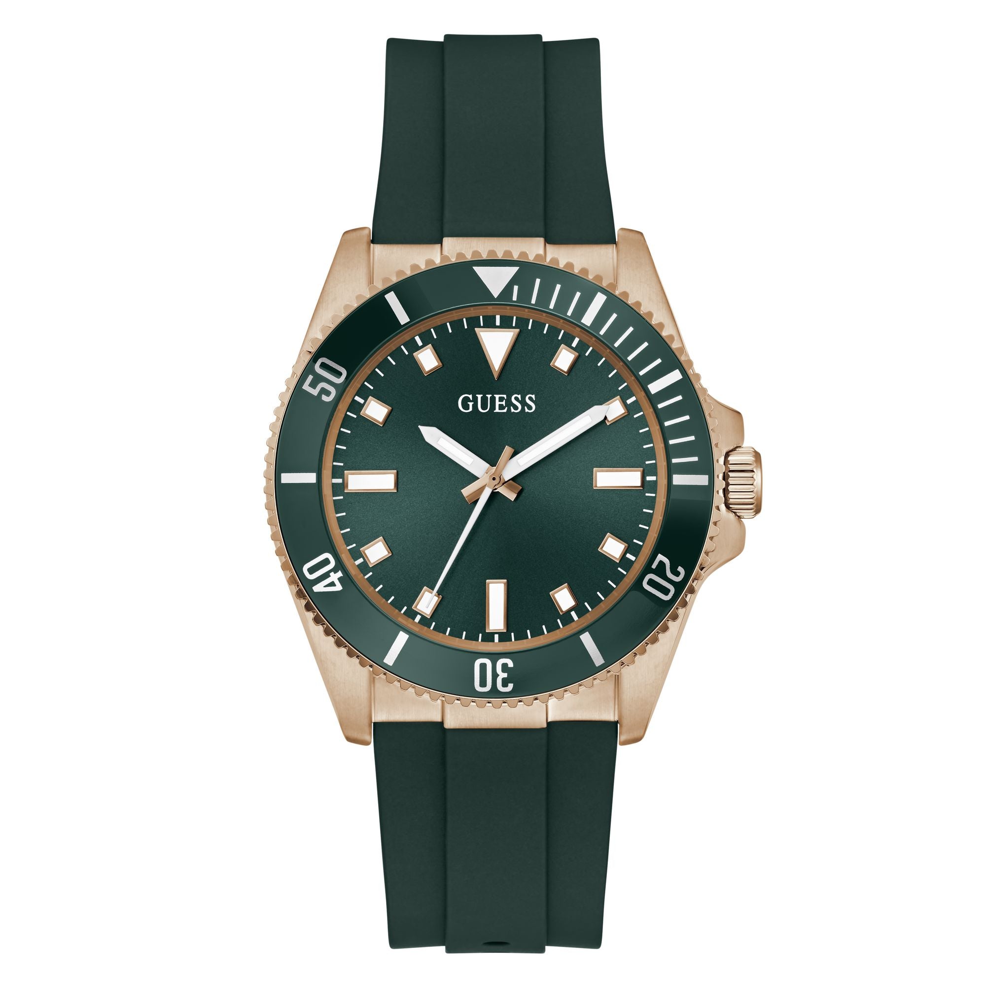 Guess Round 43mm Green Dial Analog Men Watch - GW0969G5 Watch Guess