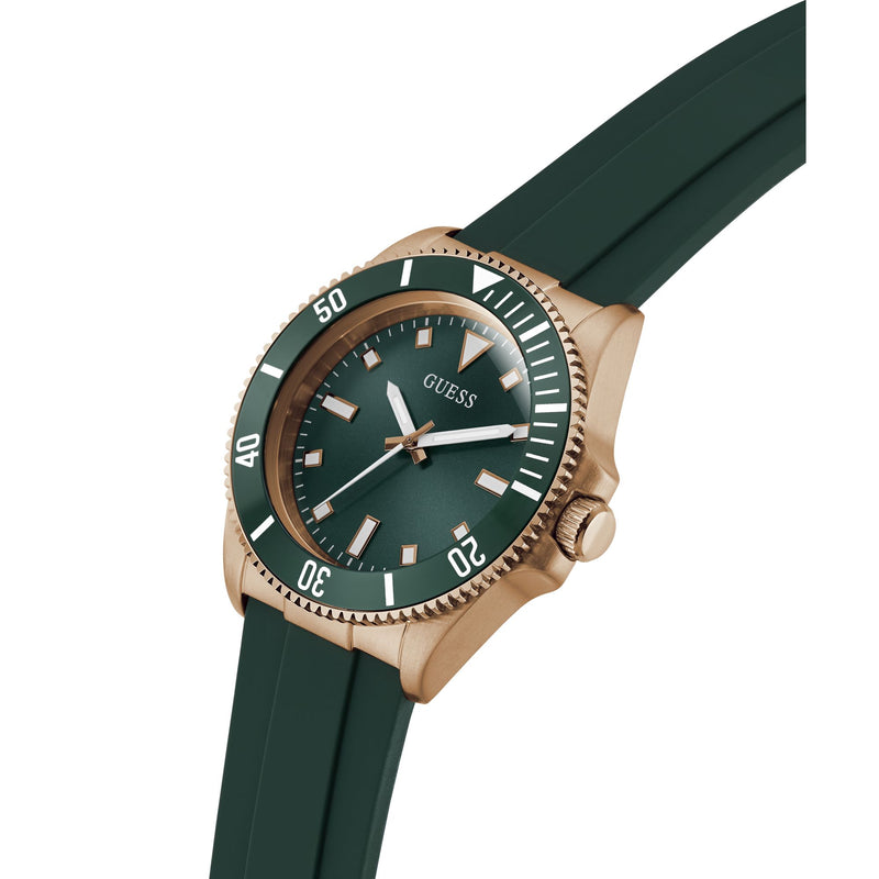 Guess Round 43mm Green Dial Analog Men Watch - GW0969G5 Watch Guess