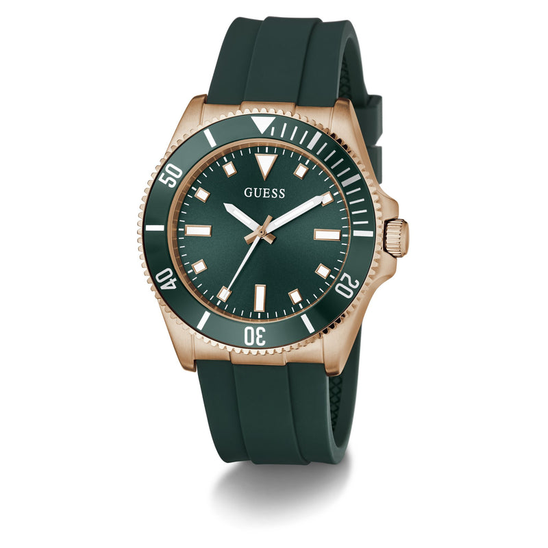 Guess Round 43mm Green Dial Analog Men Watch - GW0969G5 Watch Guess