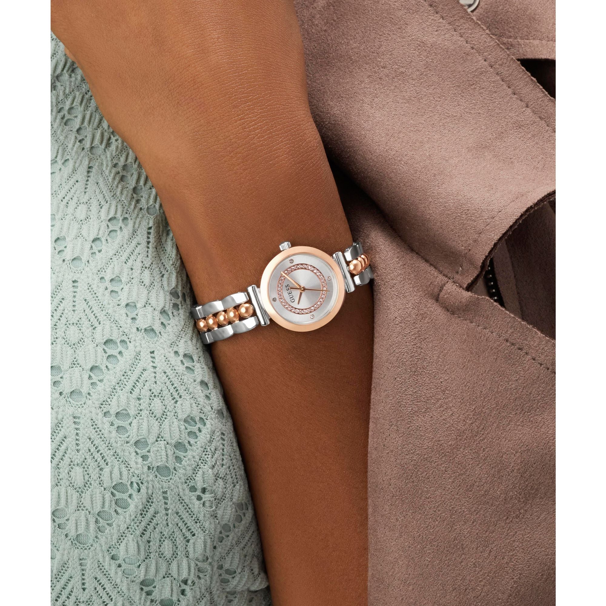 Guess Round 26mm Silver Dial Analog Women Watch - GW0994L5 Watch Guess