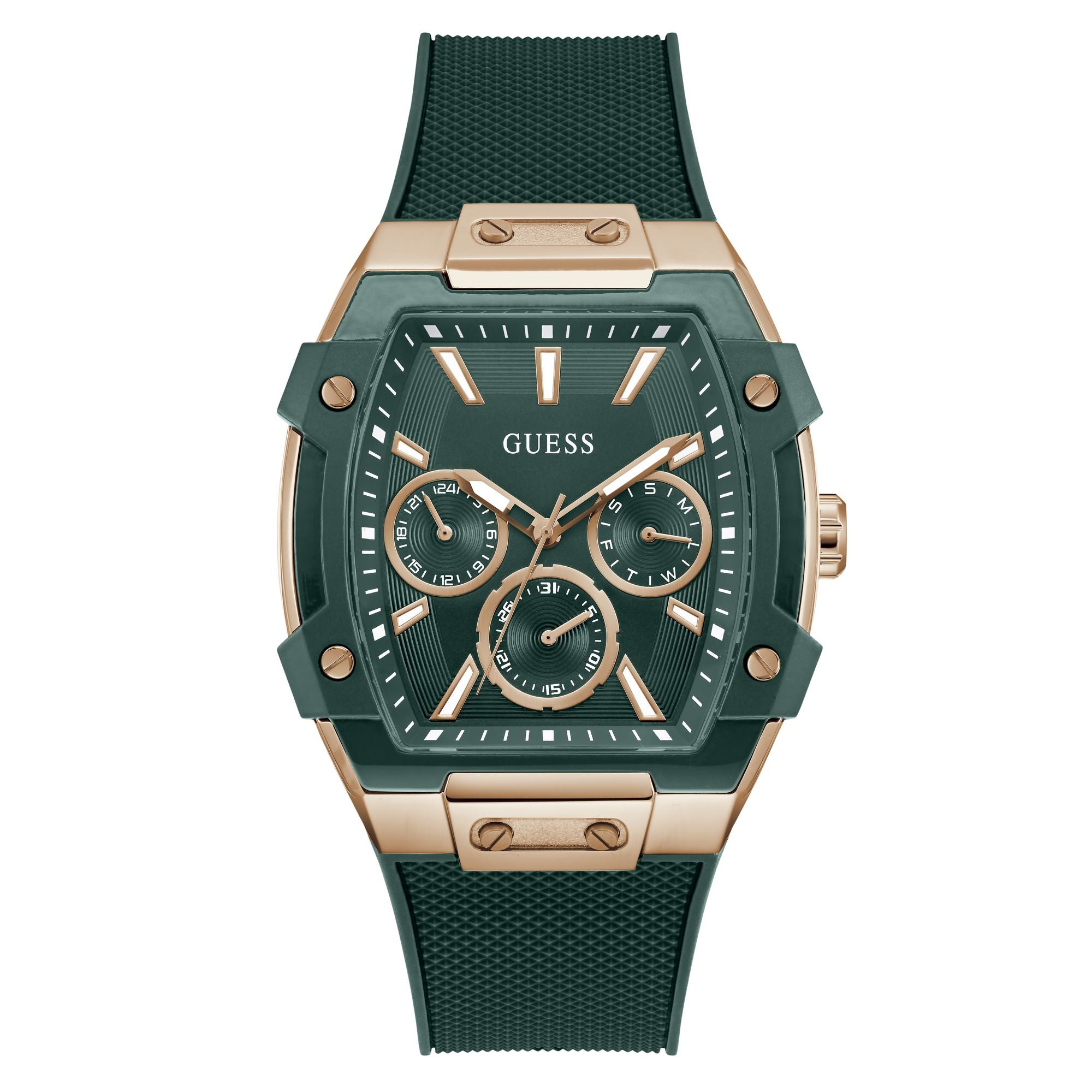 Guess Rectangle 44mm Green Dial Analog Men Watch - GW0956G6 Watch Guess