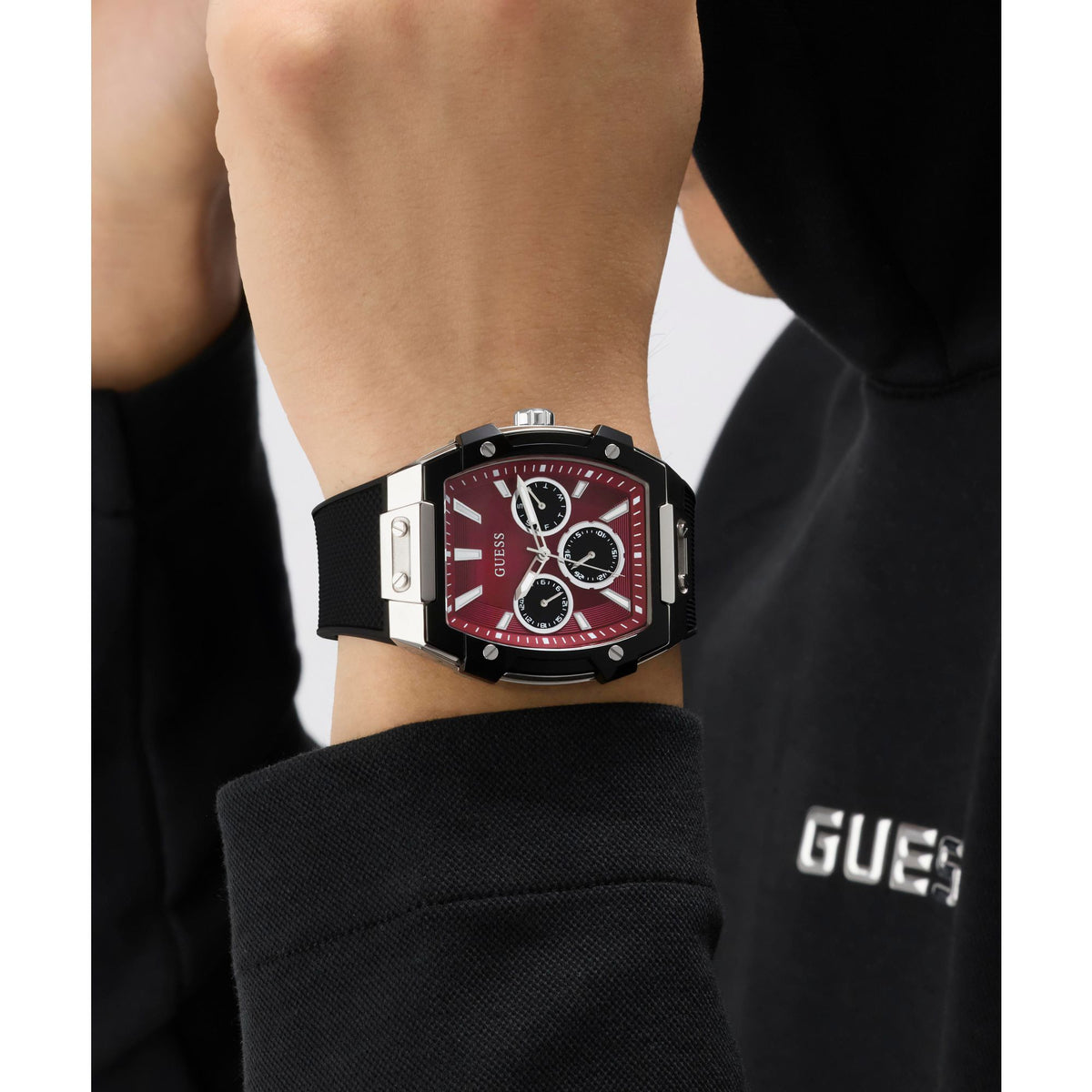 Guess Rectangle 44mm Red Dial Analog Men Watch - GW0956G1