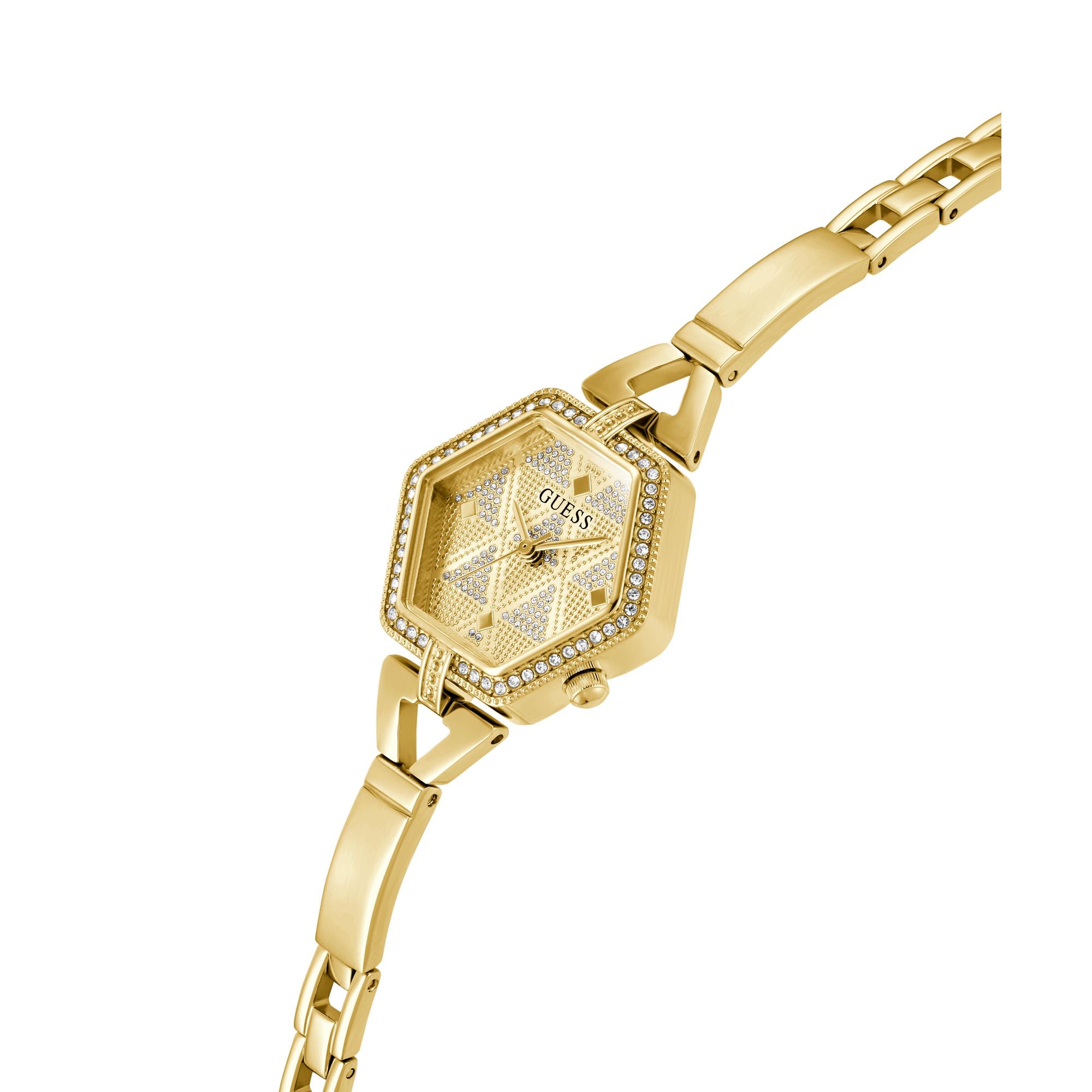 GUESS Champagne Hexagonal Dial Analog Women's Watch - GW0680L2 Watch Guess