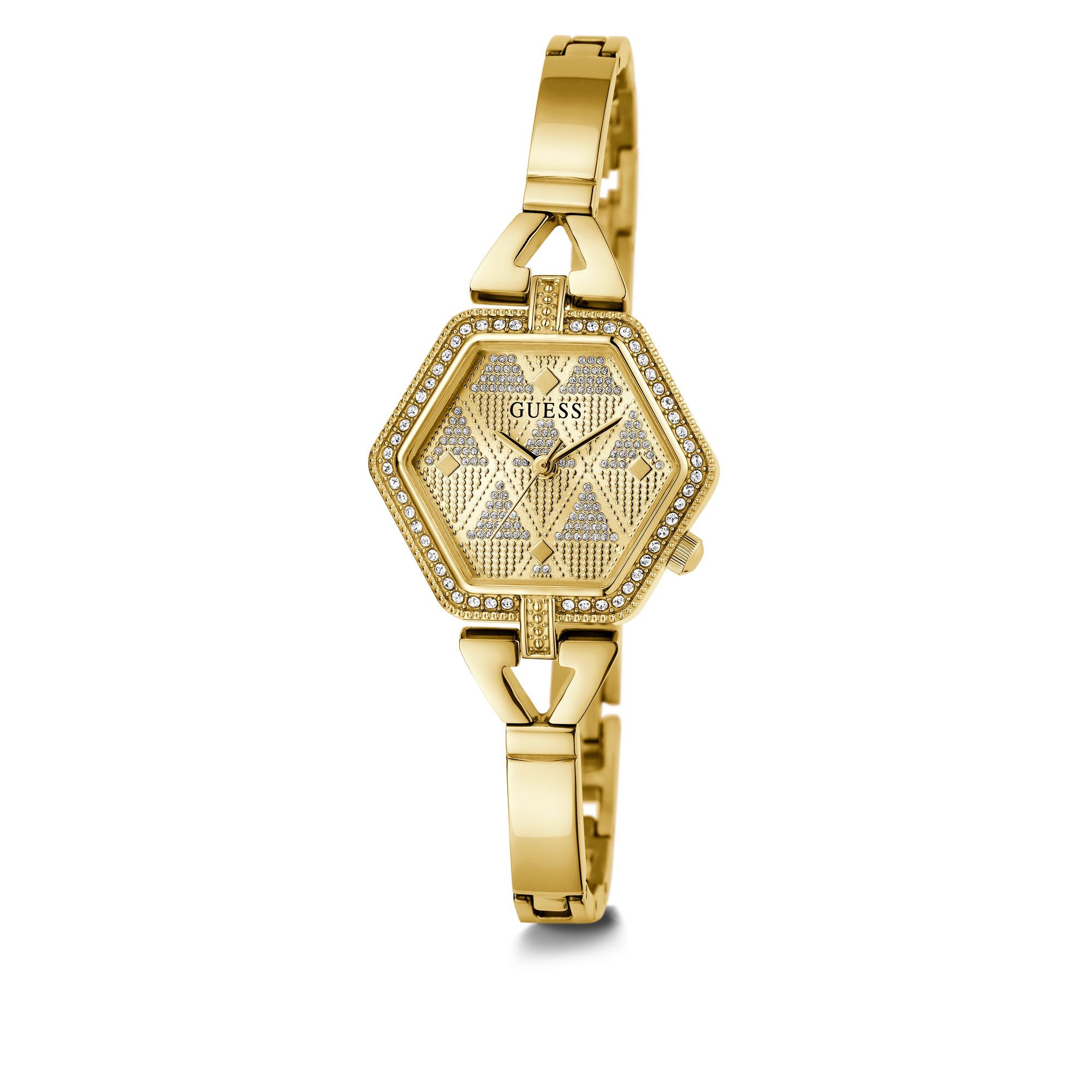 GUESS Champagne Hexagonal Dial Analog Women's Watch - GW0680L2 Watch Guess