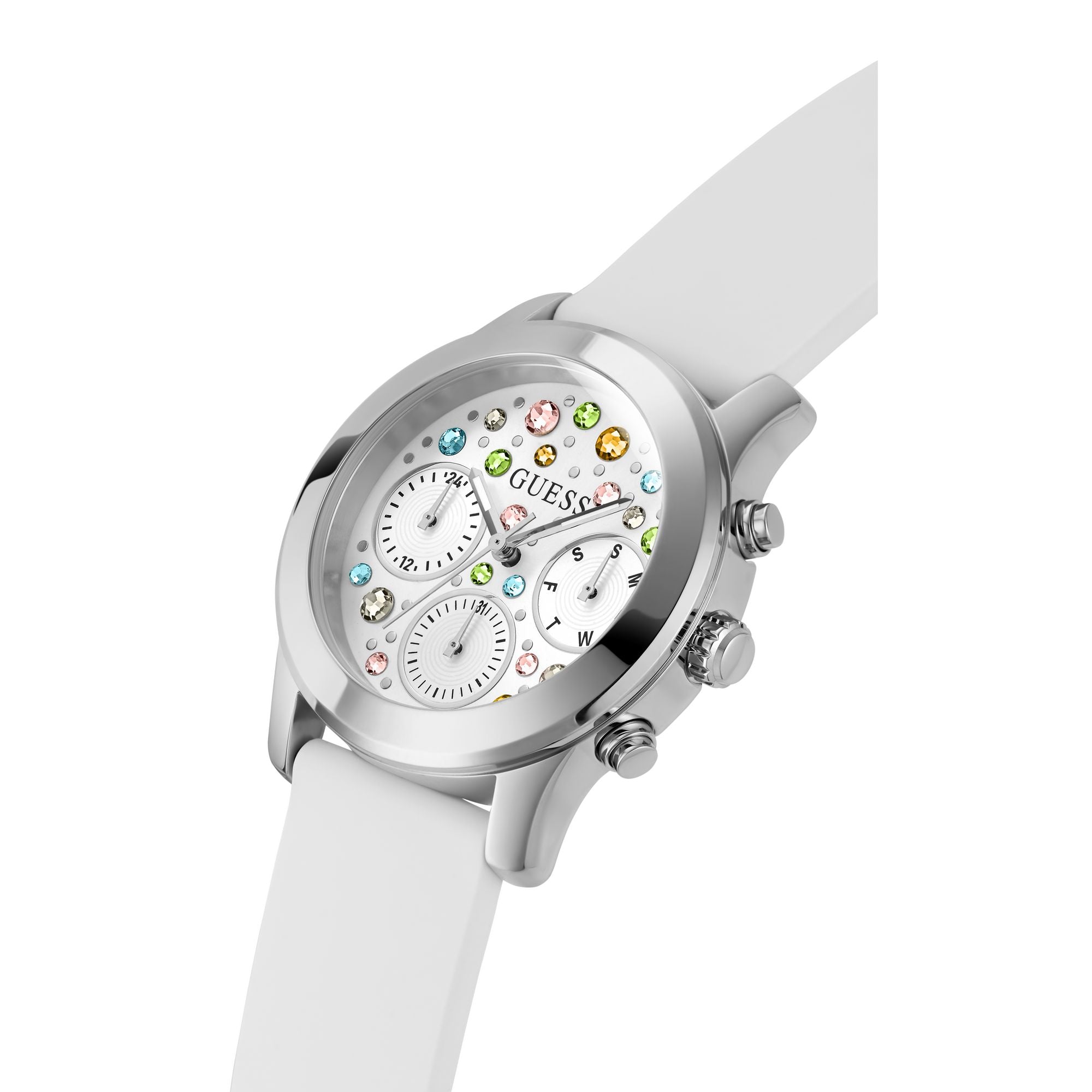 GUESS Silver Round Dial Analog Women's Watch - GW0560L1 Watch Guess