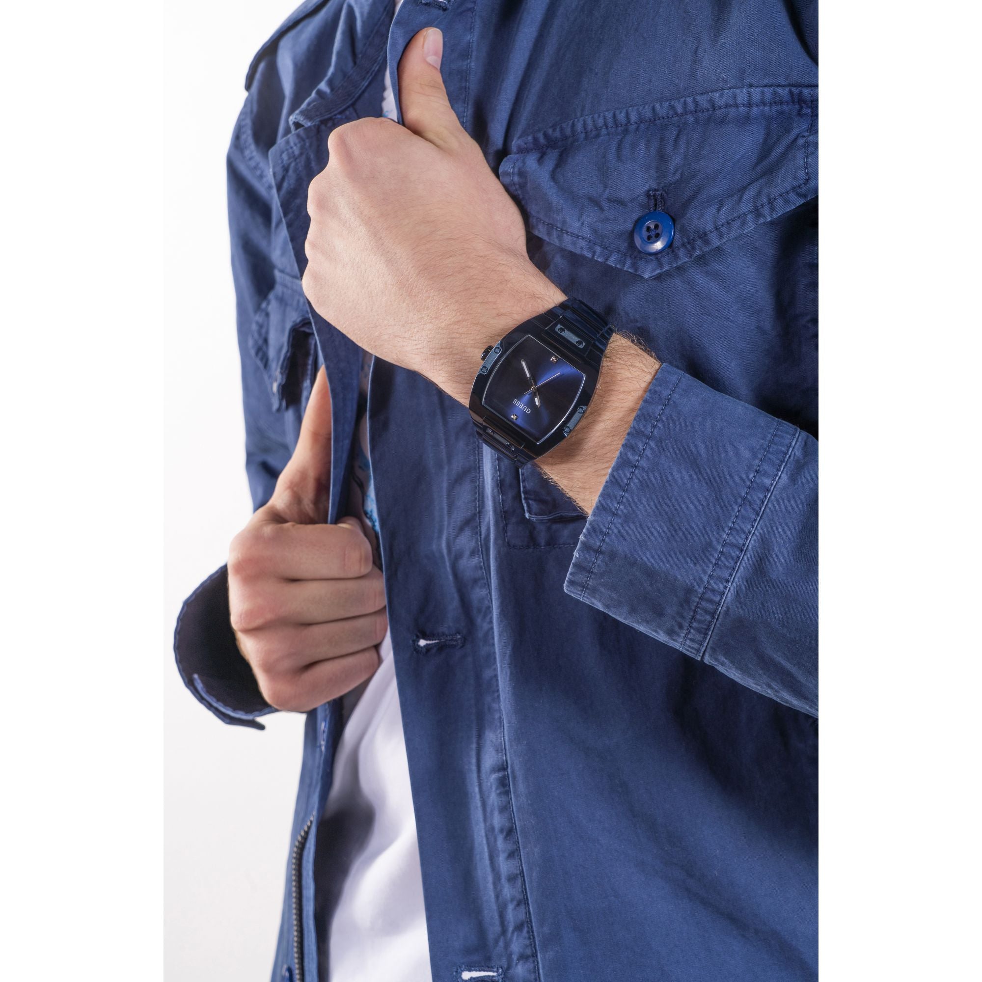 GUESS Blue Rectangle Dial Analog Men's Watch - GW0387G4