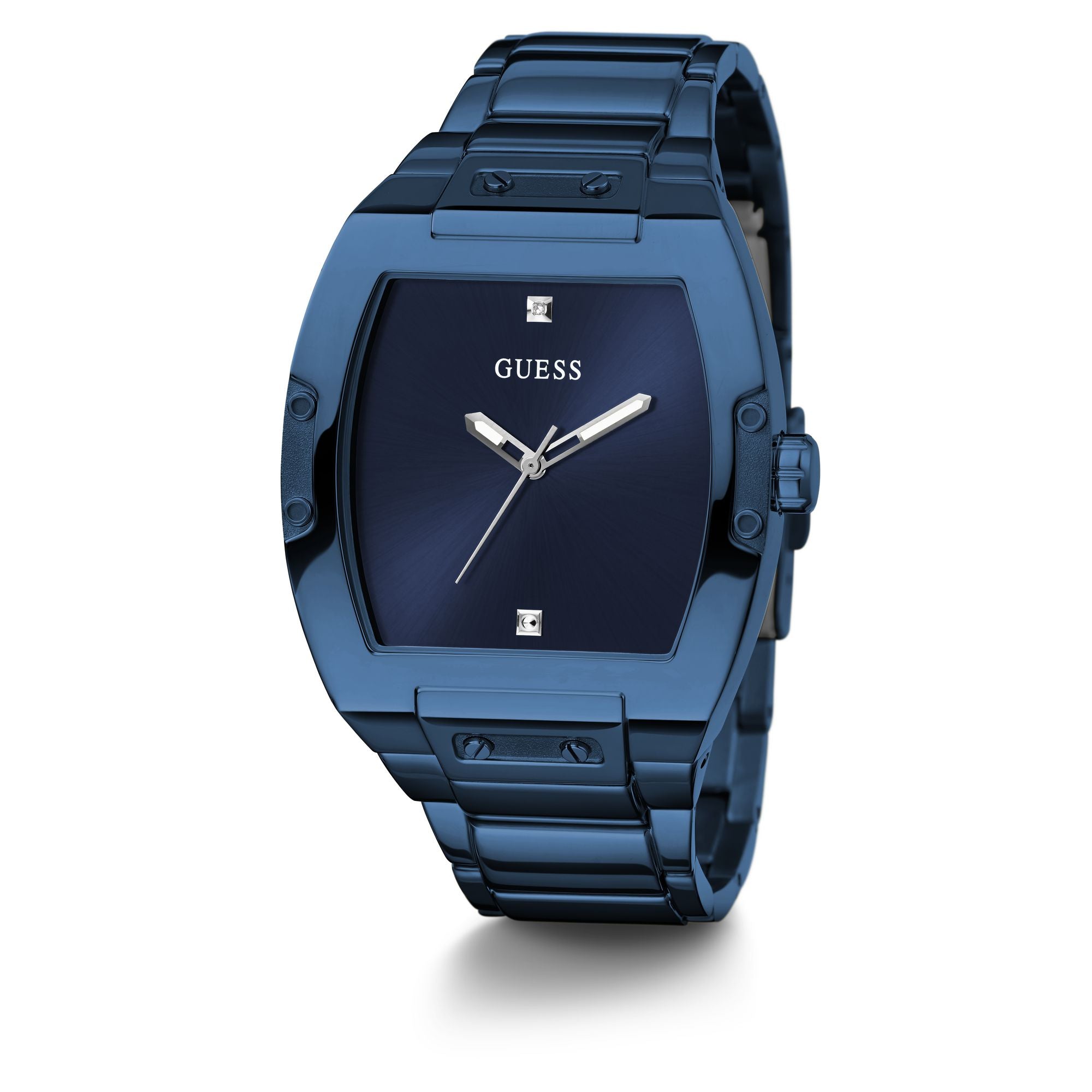 GUESS Blue Rectangle Dial Analog Men's Watch - GW0387G4 Watch Guess