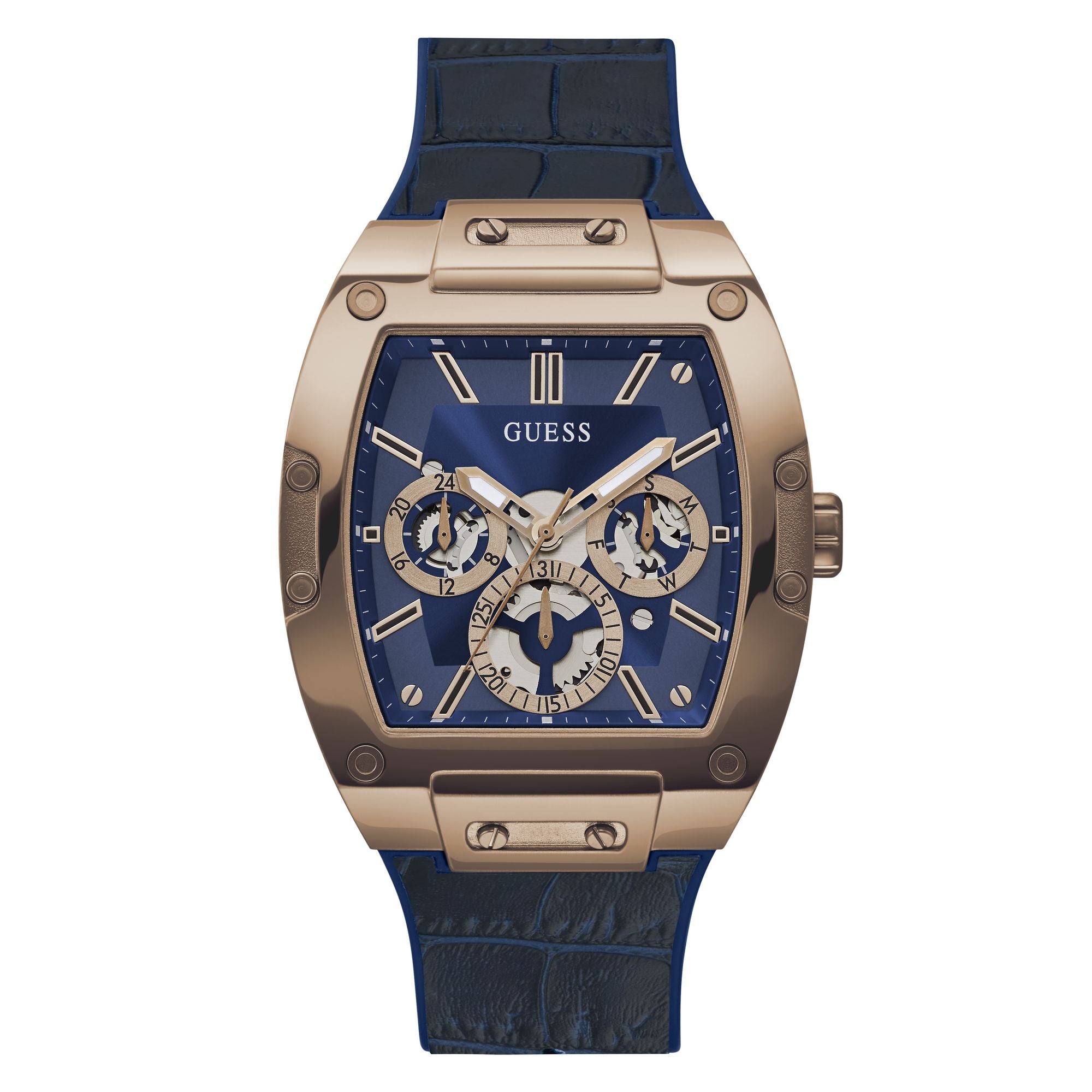 GUESS Blue Rectangle Dial Analog Men's Watch - GW0202G8 Watch Guess