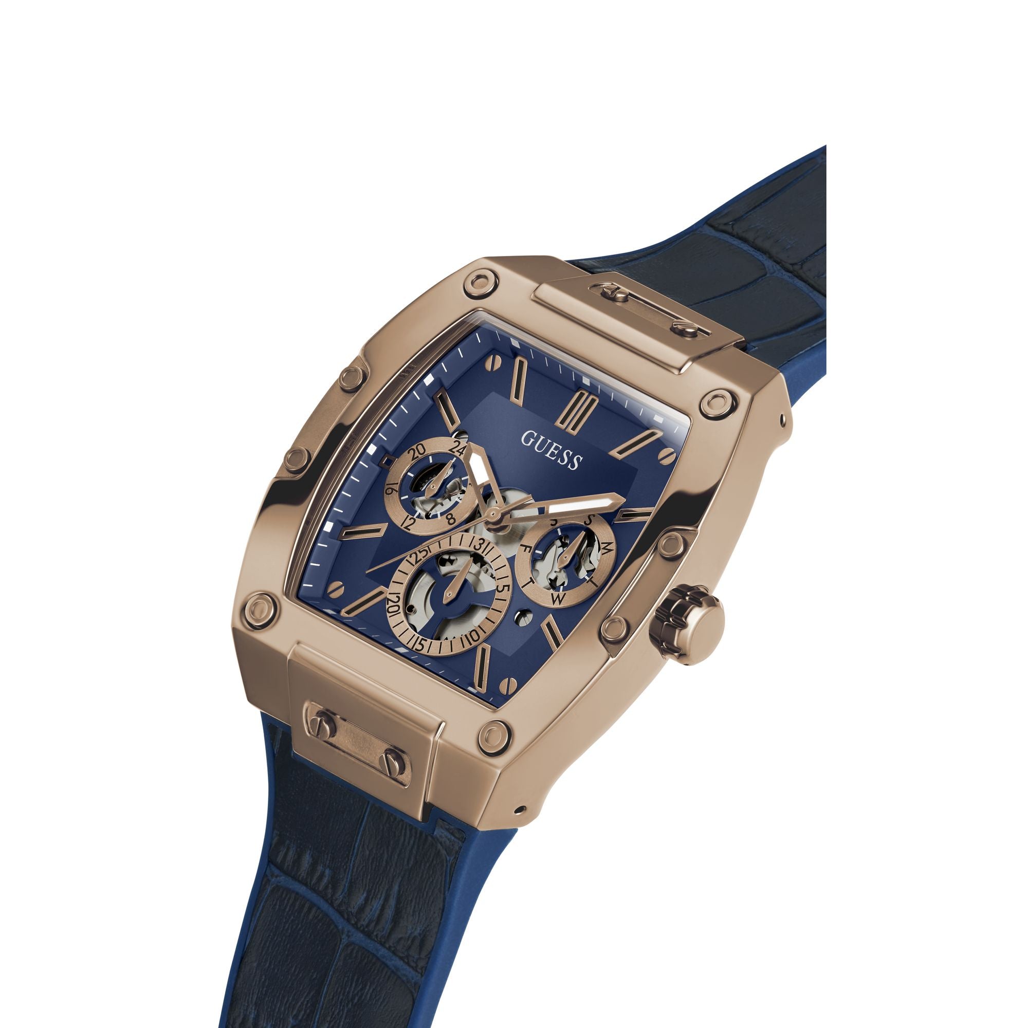 GUESS Blue Rectangle Dial Analog Men's Watch - GW0202G8 Watch Guess