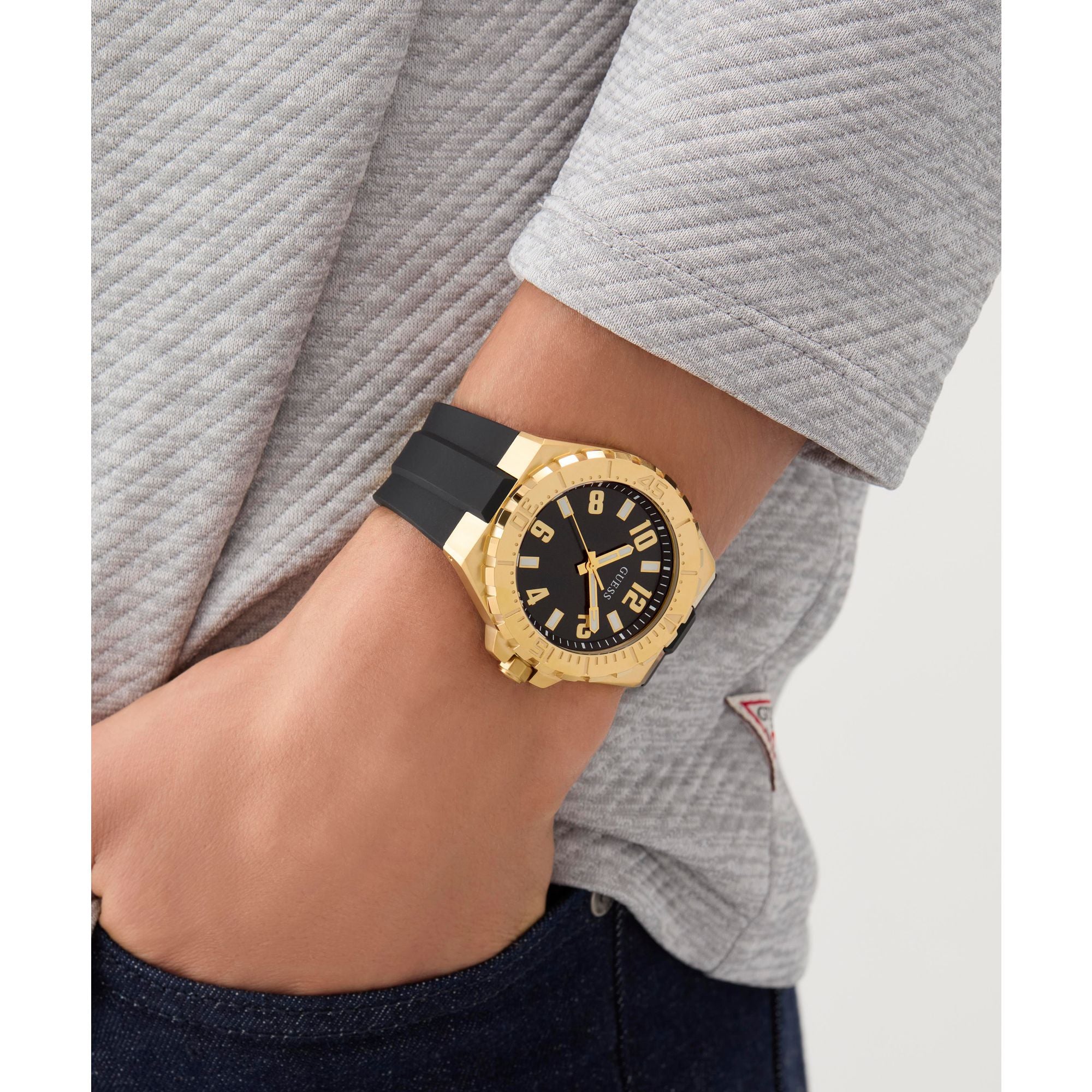 Guess Round 44mm Black Dial Analog Men Watch - GW0906G2 Watch Guess