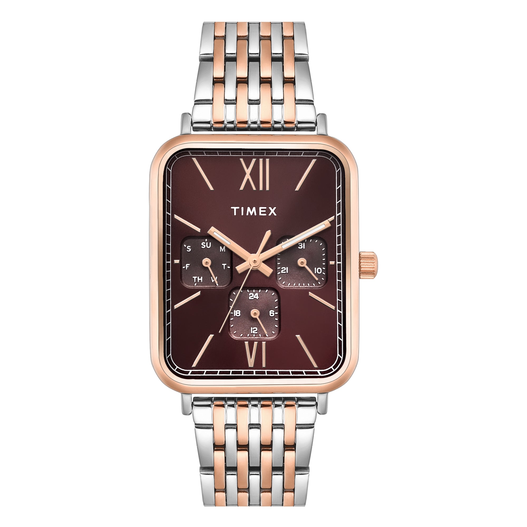 Timex Trendline Rectangle 30mm Brown Dial Analog Men Watch - TWEG34601 Watch Timex