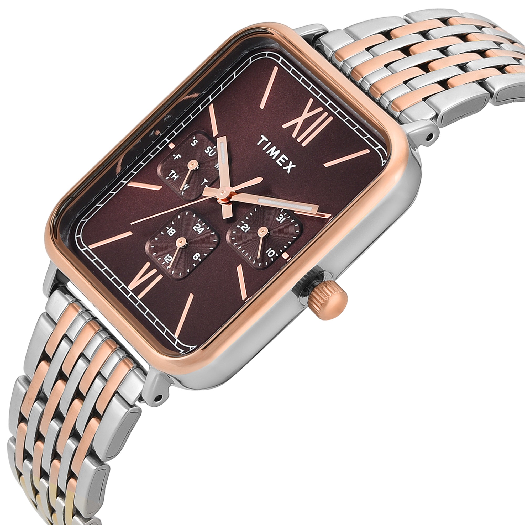 Timex Trendline Rectangle 30mm Brown Dial Analog Men Watch - TWEG34601 Watch Timex