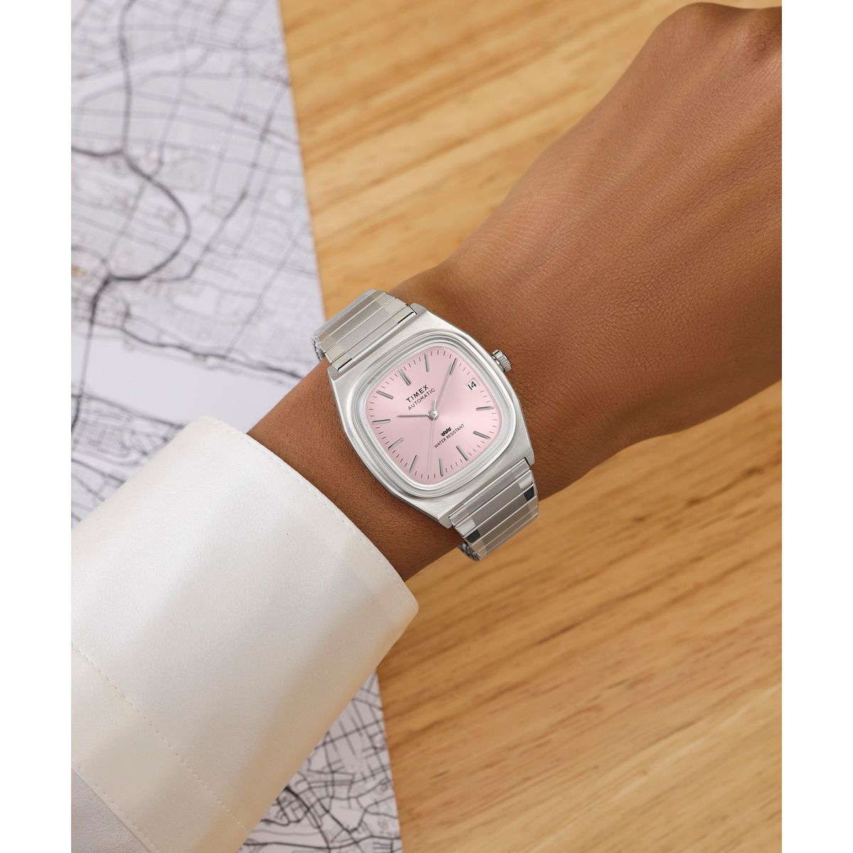 Timex Square 34mm Pink Dial Mechanical Automatic Men Watch - TW2Y66800IK