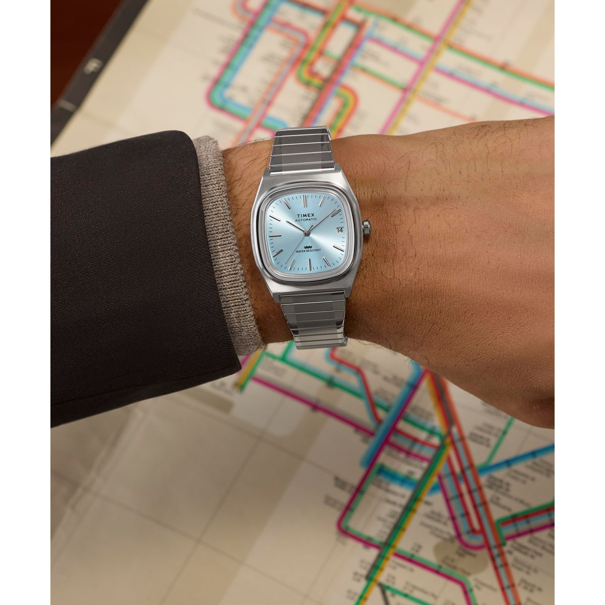 Timex Square 34mm Blue Dial Mechanical Automatic Men Watch - TW2Y66700UJ Watch Timex