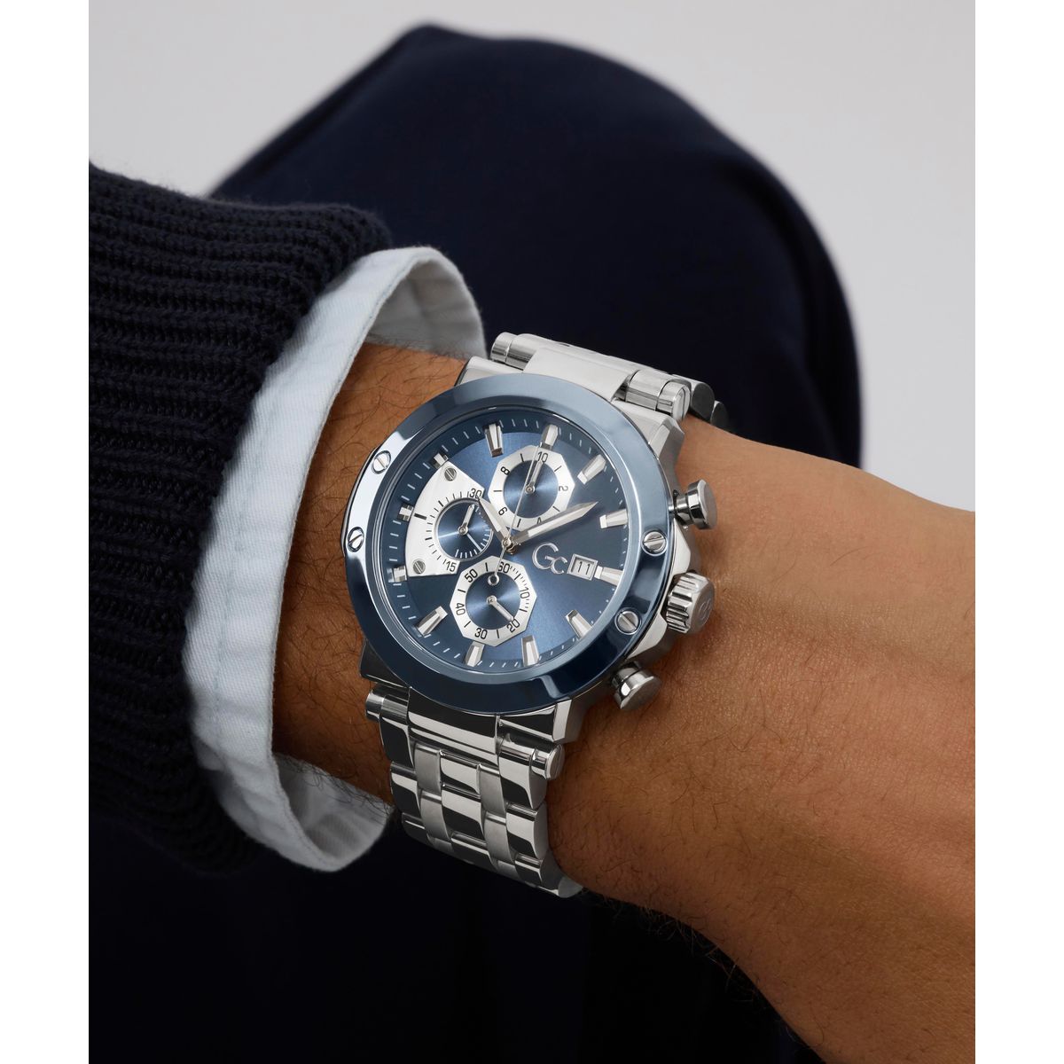 Gc Round 44mm Blue Dial Analog Men Watch - Z75002G7 Watch Gc
