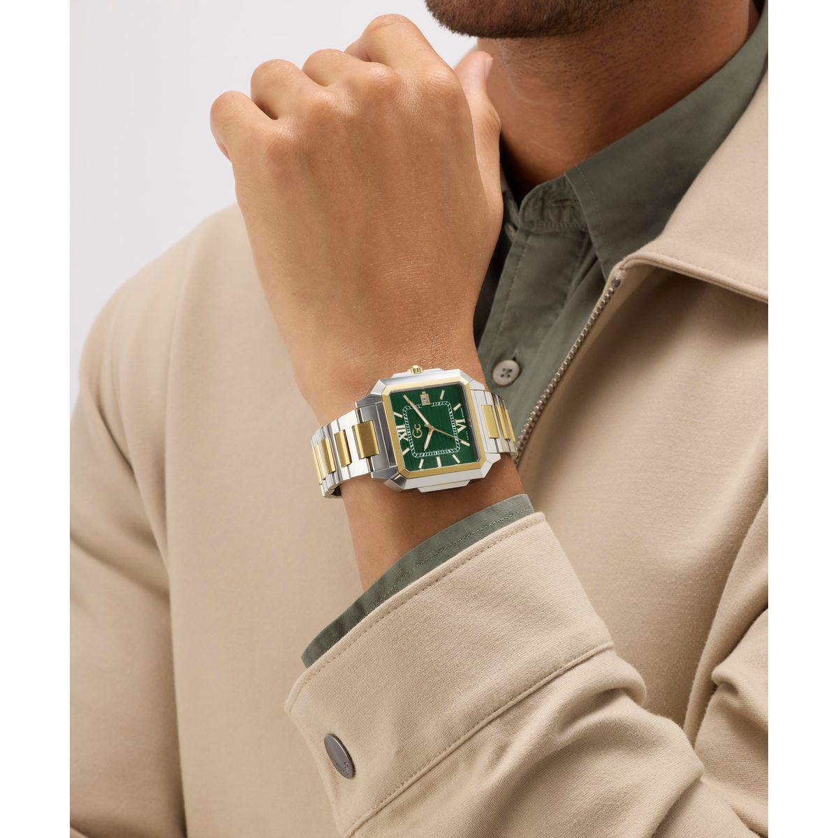Gc Square 41mm Green Dial Analog Men Watch - Z74004G9 Watch Gc