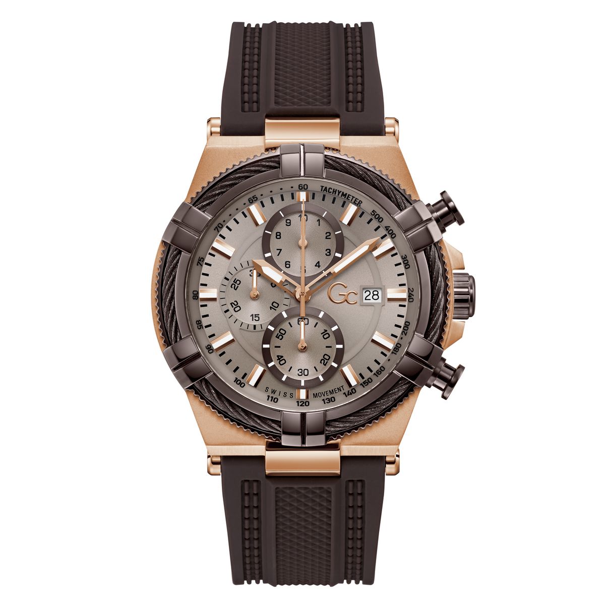 Gc Round 44mm Beige Dial Analog Men Watch - Z76004G7 Watch Gc