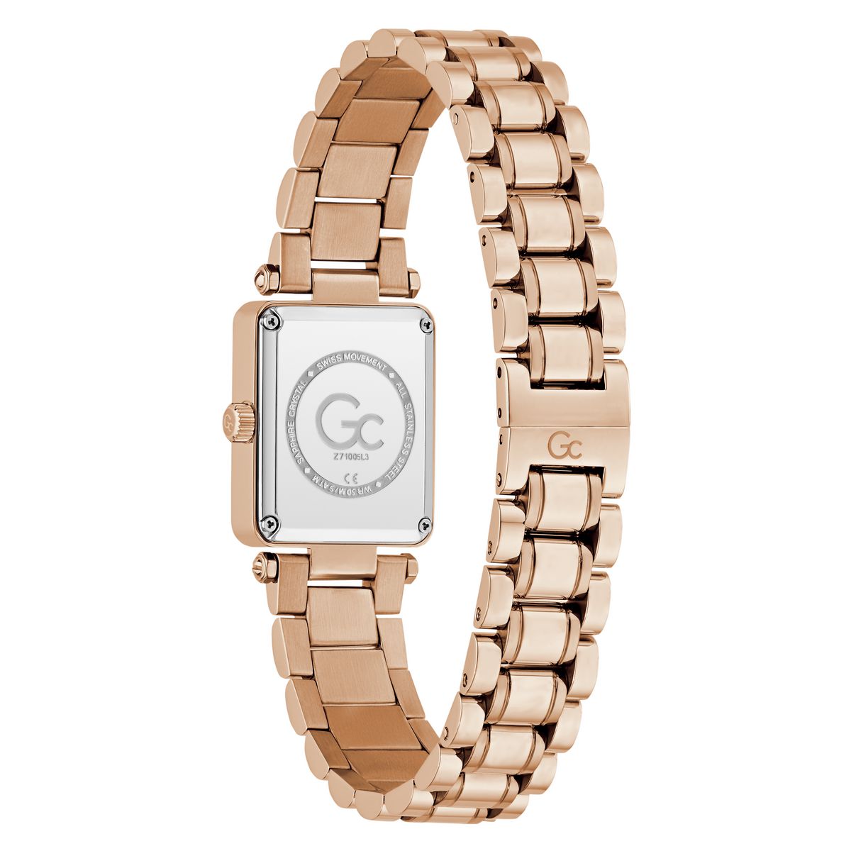 Gc Rectangle 21mm Rose Gold Dial Analog Women Watch - Z71005L3