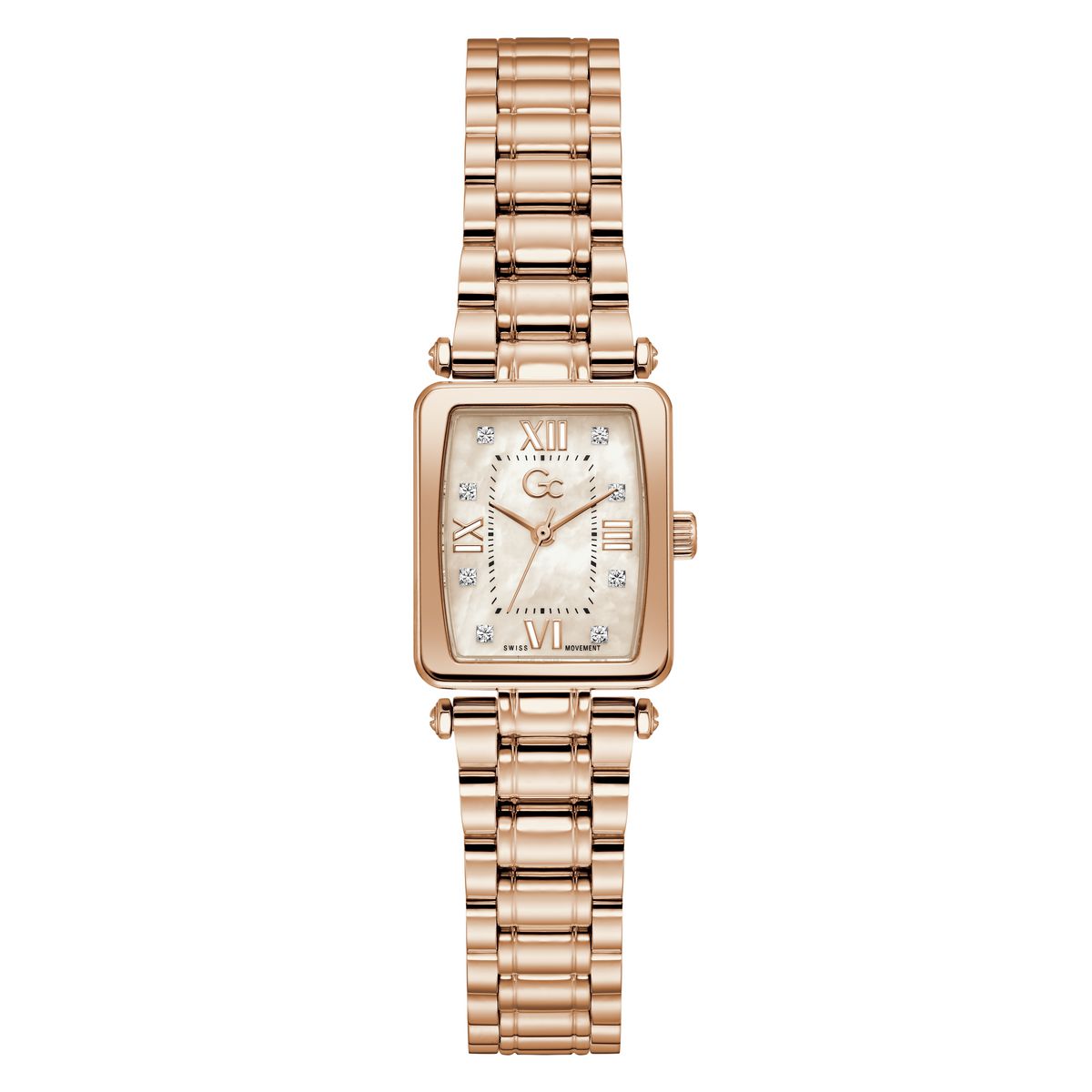 Gc Rectangle 21mm Rose Gold Dial Analog Women Watch - Z71005L3