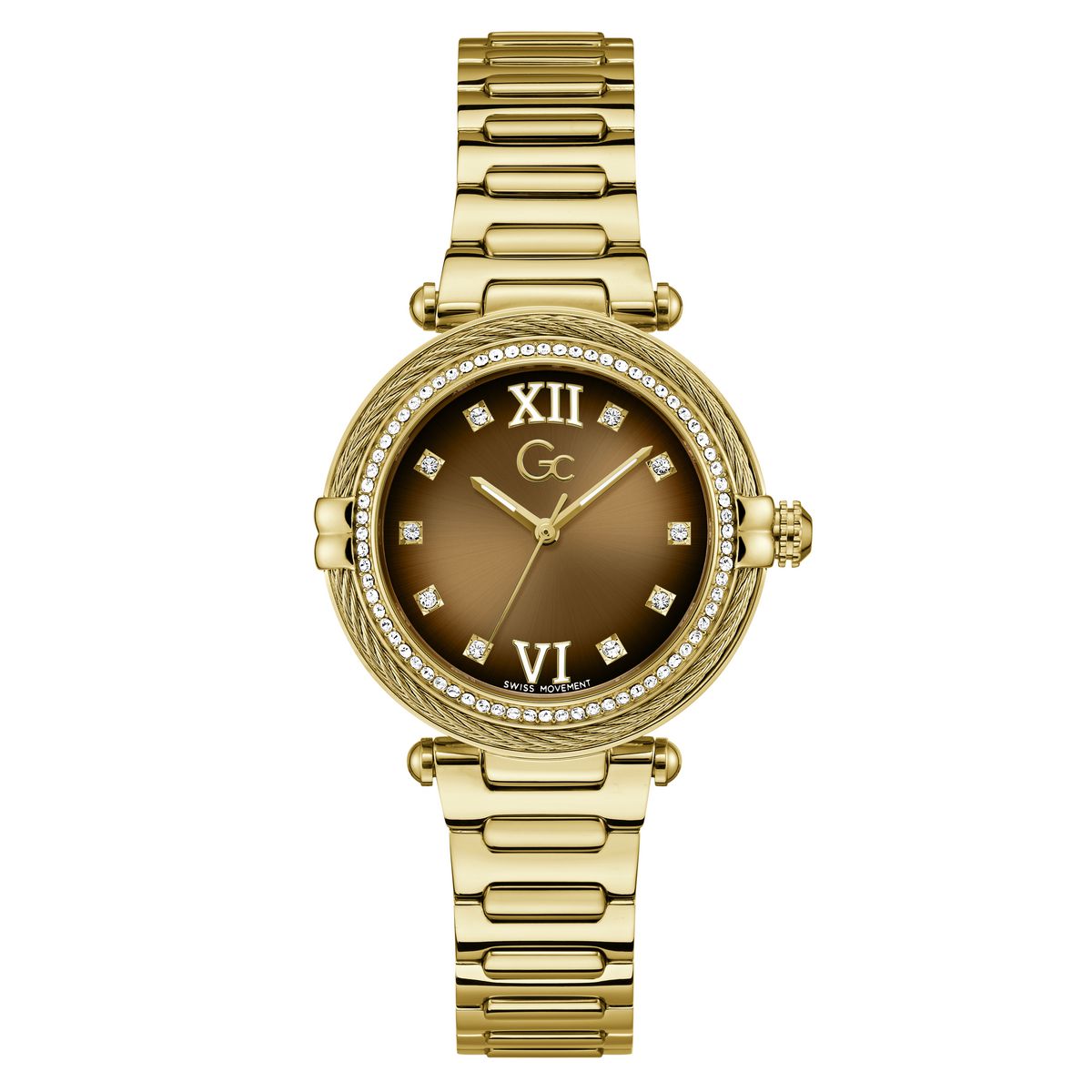 Gc Round 37mm Brown Dial Analog Women Watch - Z52005L4