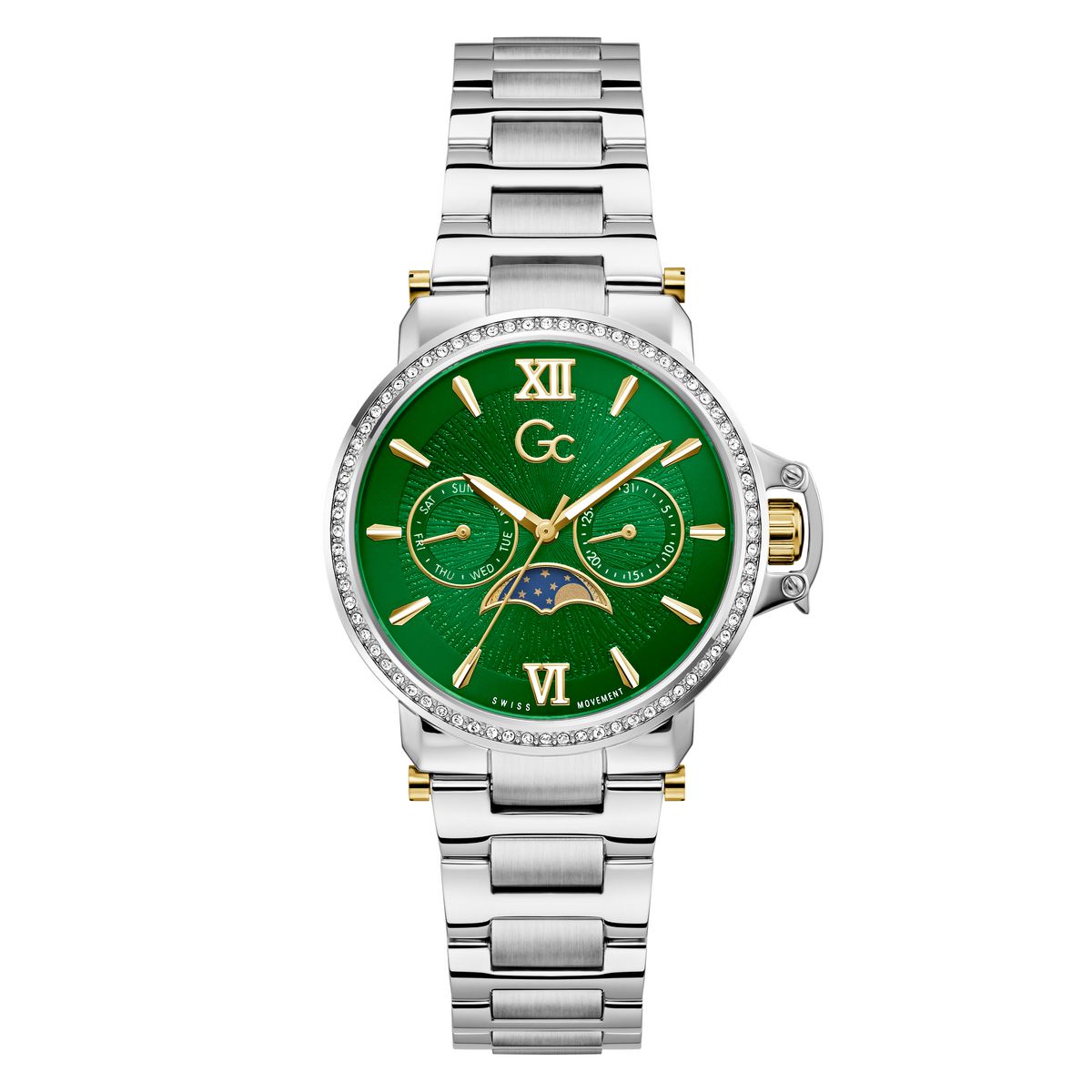 Gc Round 36mm Green Dial Analog Women Watch - Z69001L7 Watch Gc