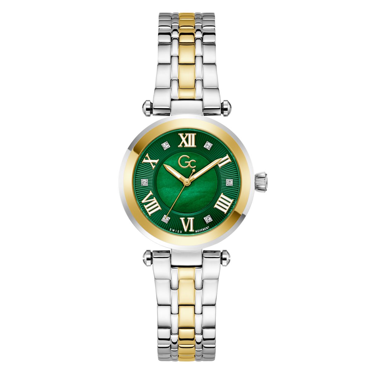 Gc Round 32mm Green Dial Analog Women Watch - Z63004L9