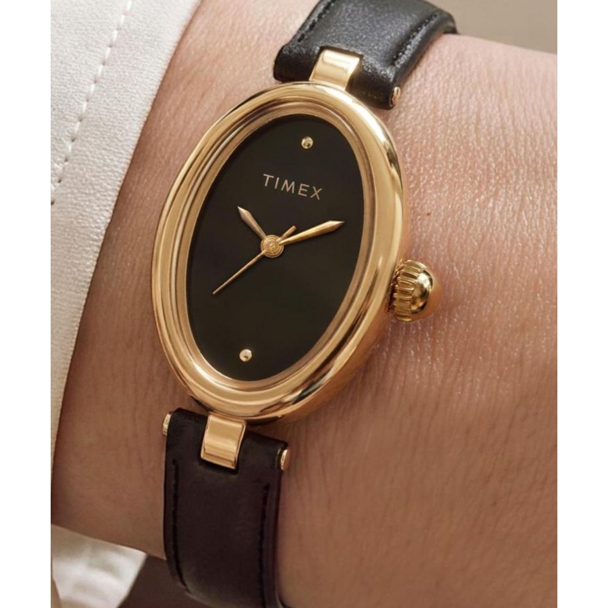 Timex Cavatina Oval 22mm Black Dial Analog Women Watch - TW2Y86300UJ Watch Timex