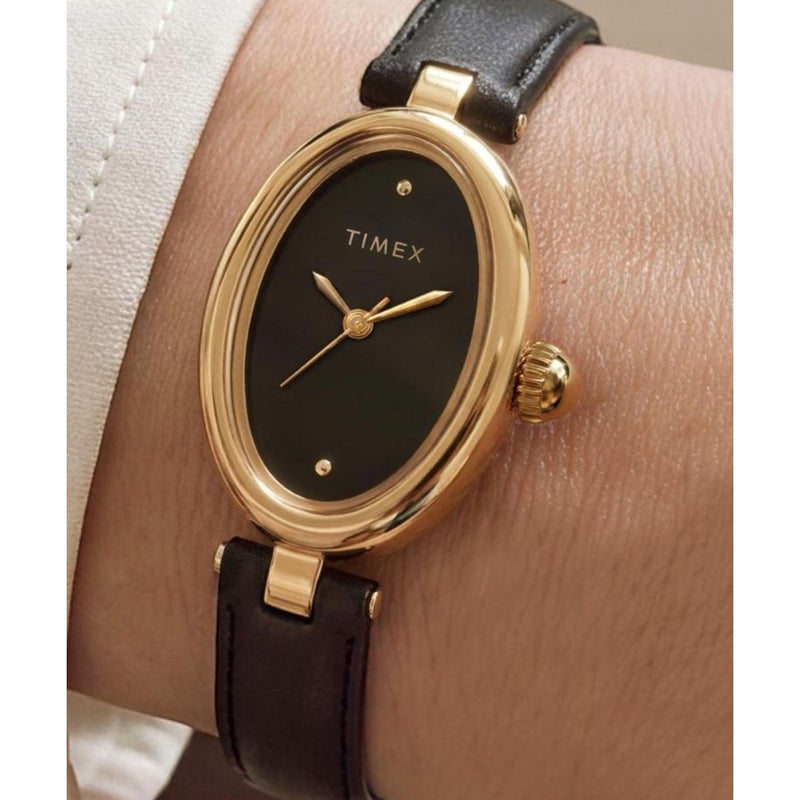 Timex Cavatina Oval 22mm Black Dial Analog Women Watch - TW2Y86300UJ Watch Timex