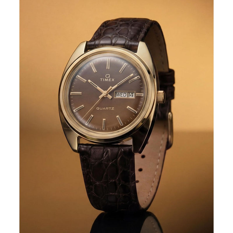 Timex Q Round 37mm Brown Dial Analog Men Watch - TW2Y87200UJ Watch Timex